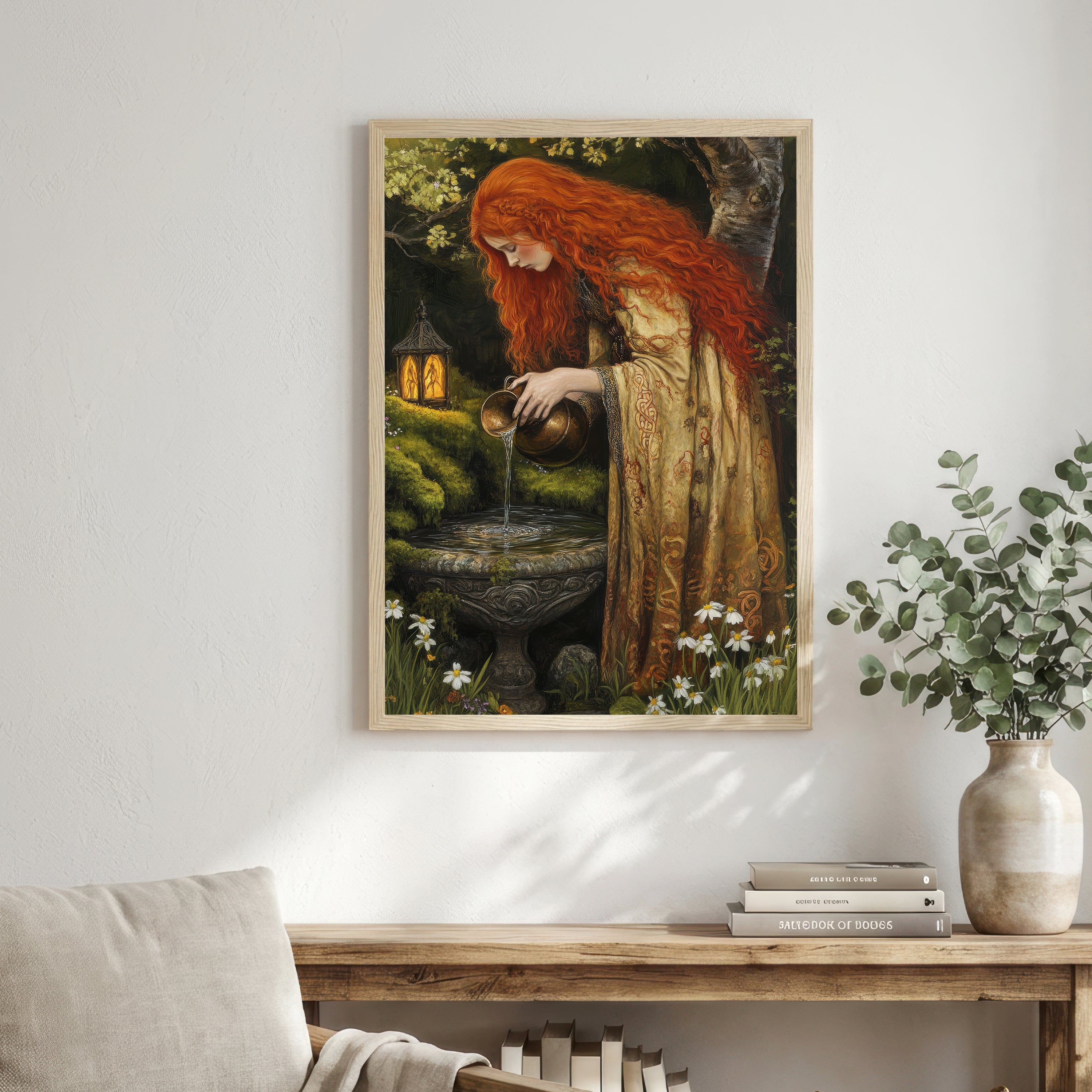 Red-Haired Forest Woman Art Print