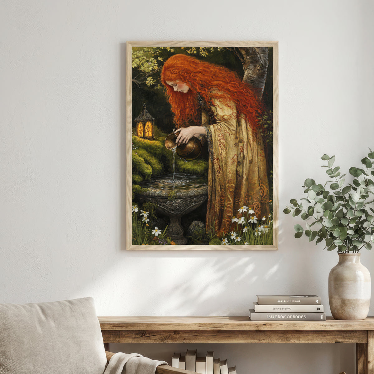 Red-Haired Forest Woman Art Print