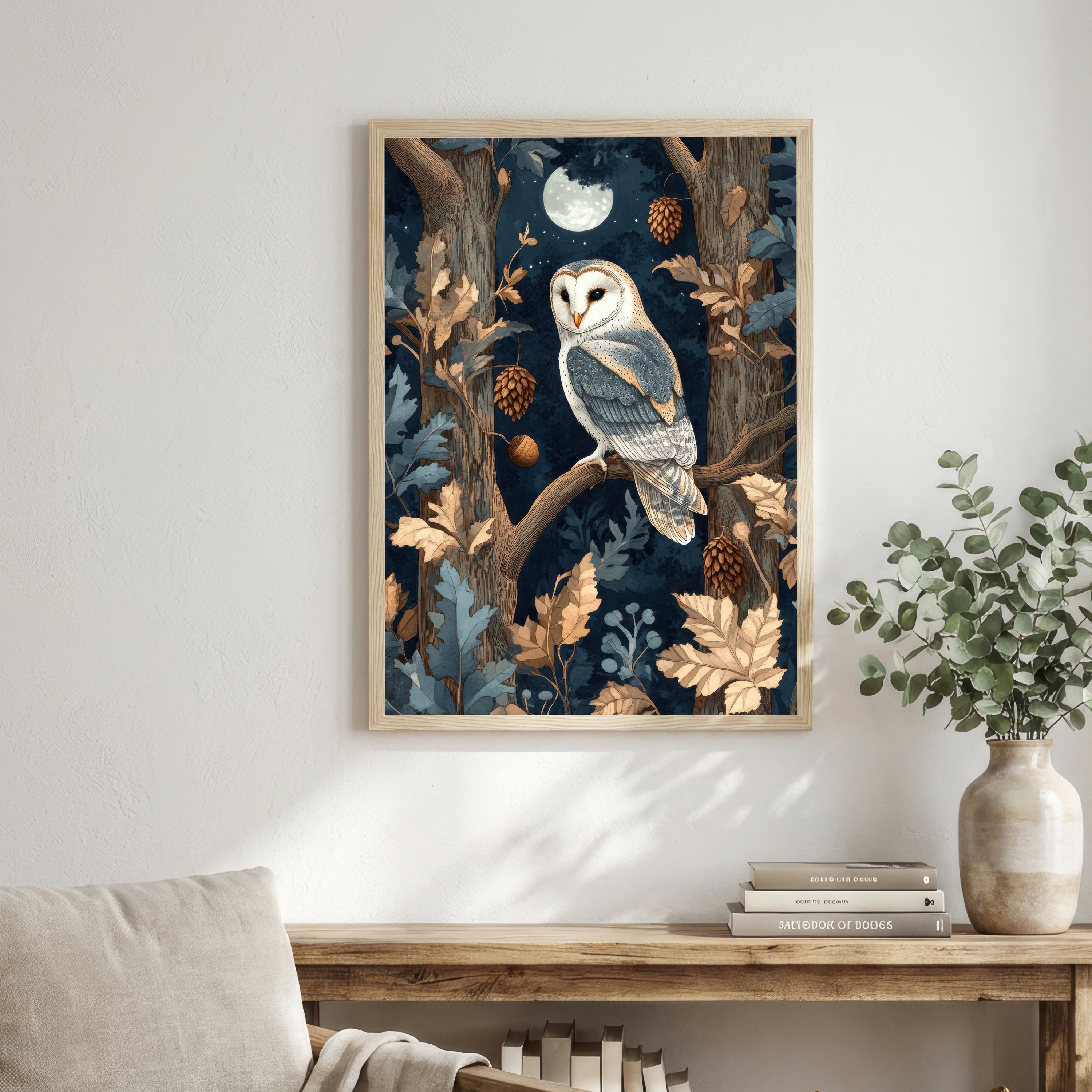 Moonlit Barn Owl Art Print