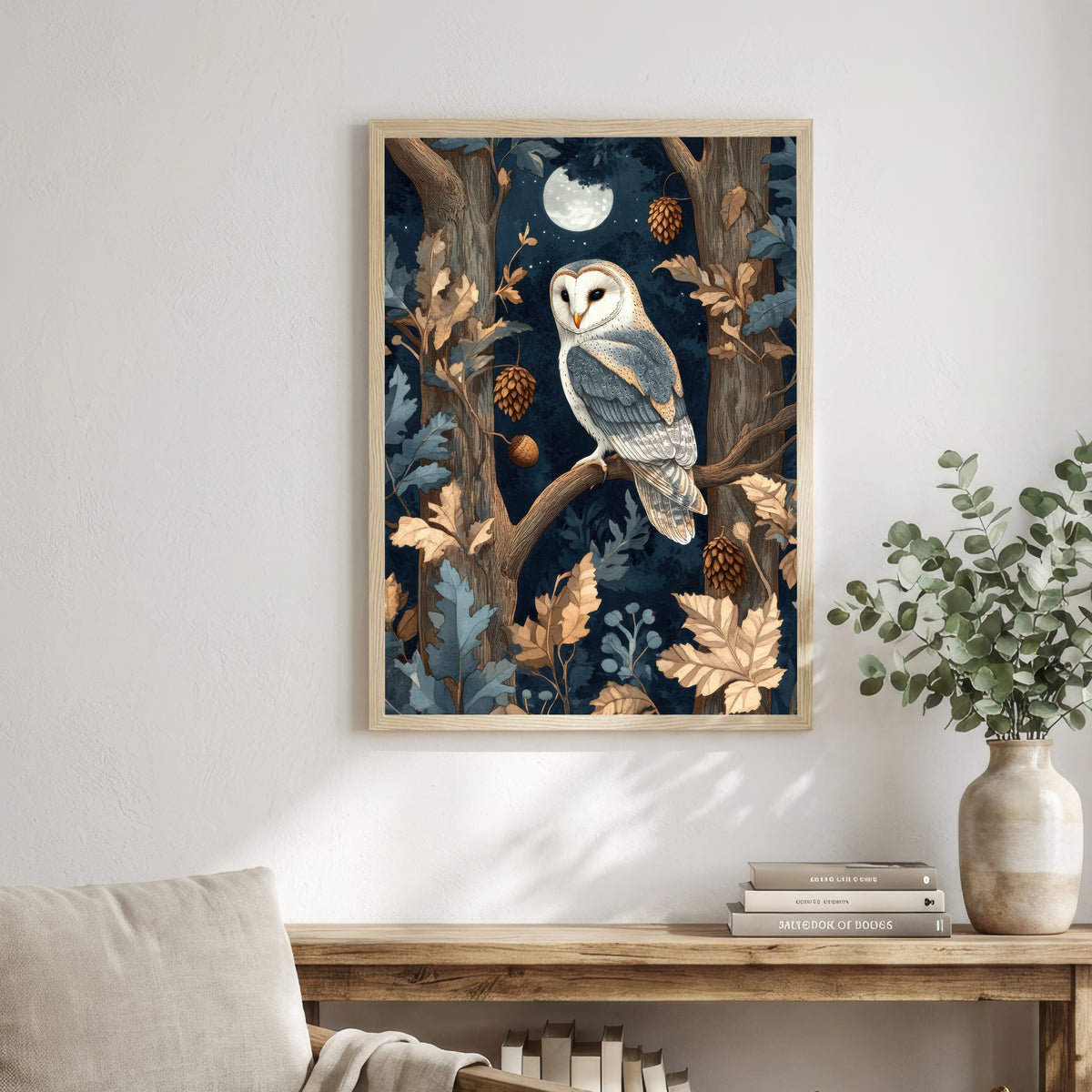Moonlit Barn Owl Art Print