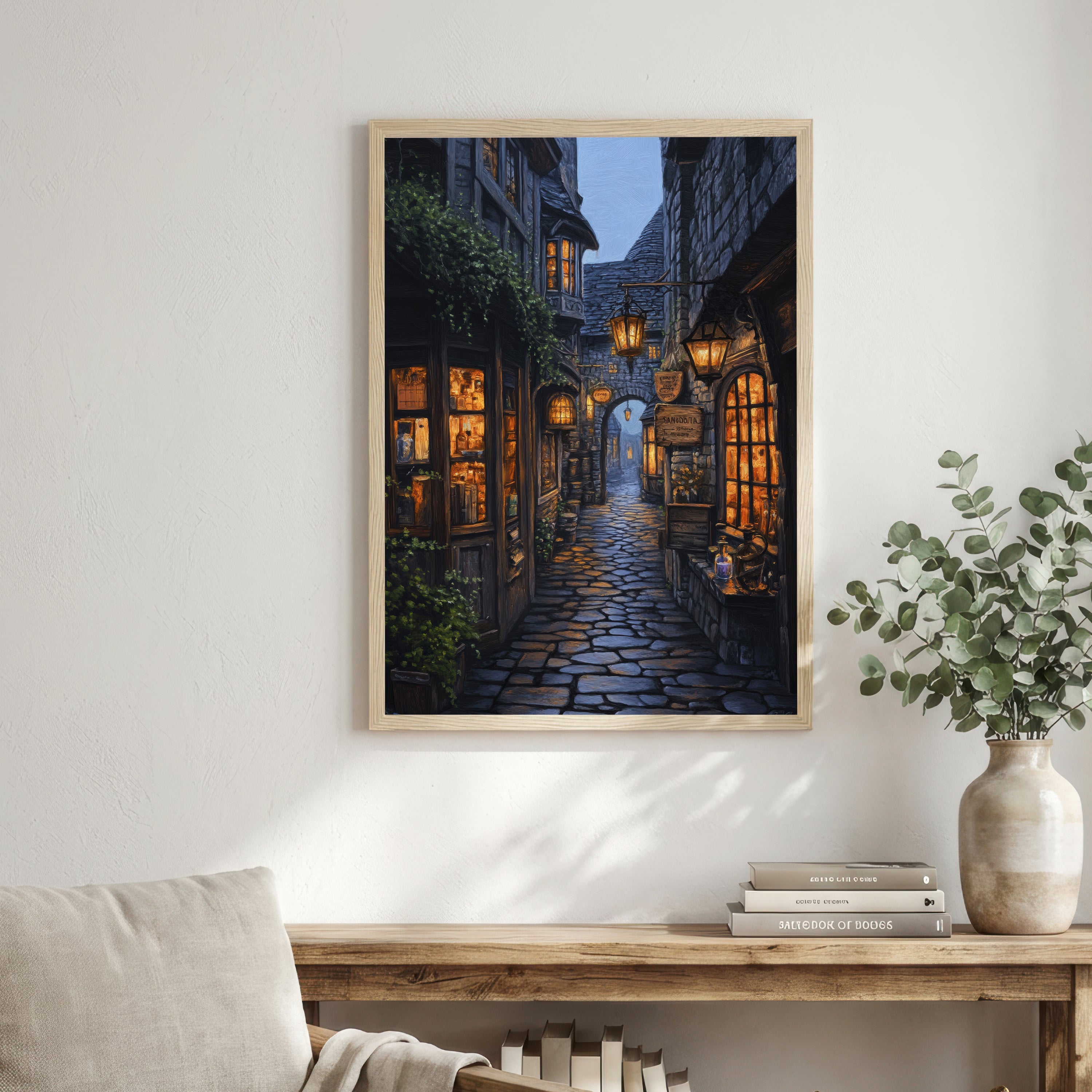 Lantern-Lit Medieval Alley Art Print