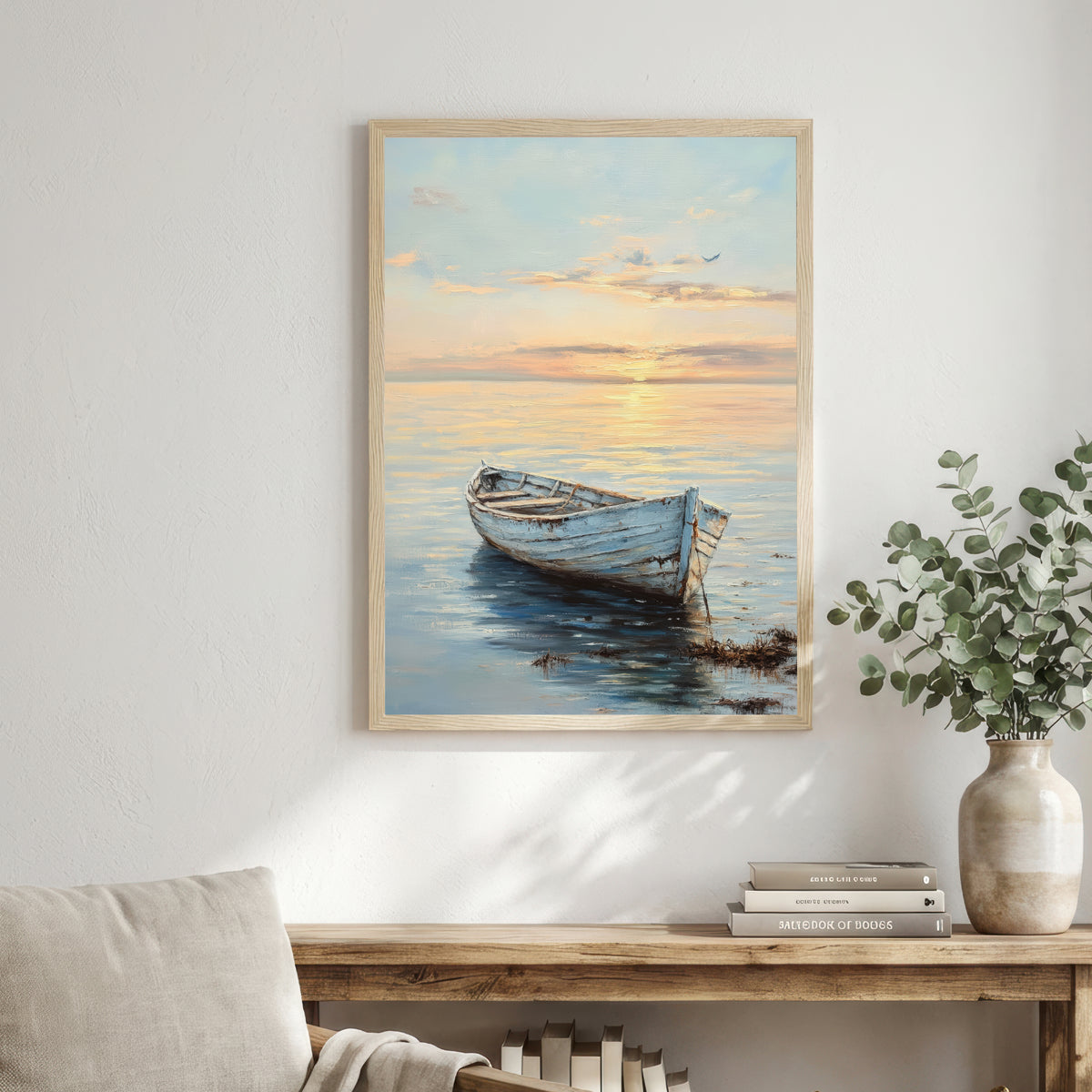 Weathered Rowboat Seascape Art Print