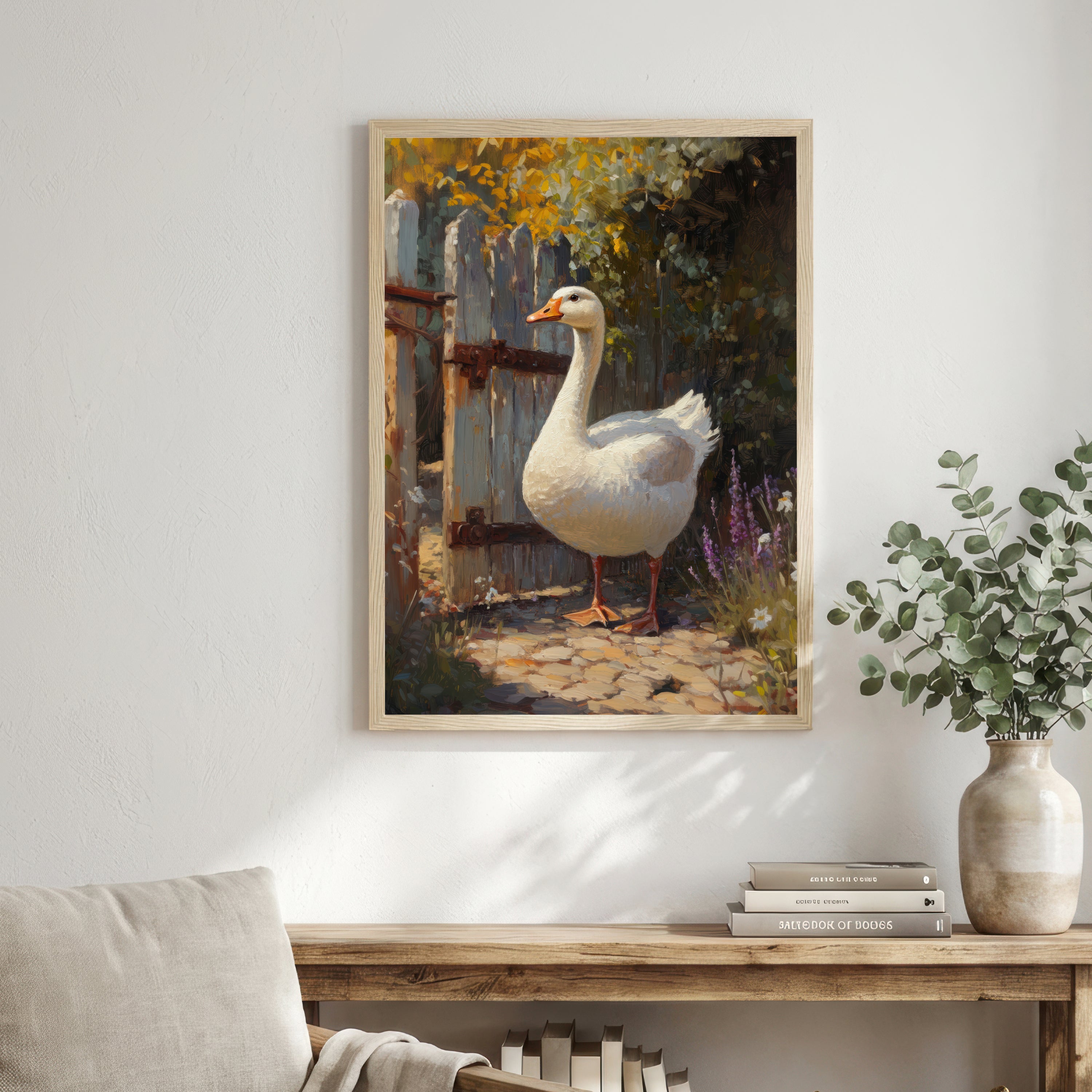 White Goose Garden Art Print