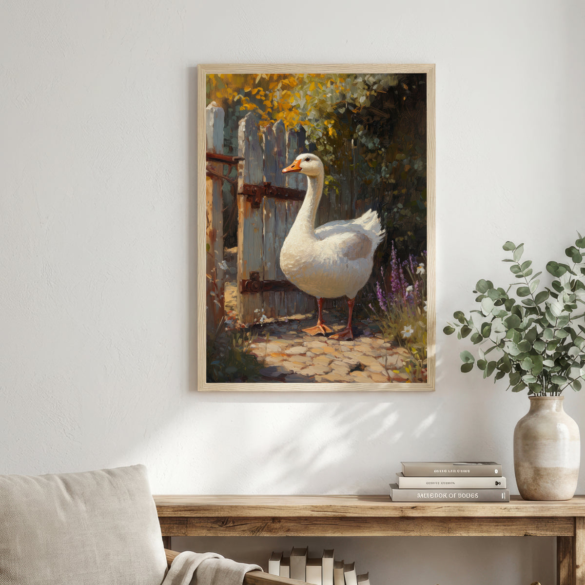 White Goose Garden Art Print