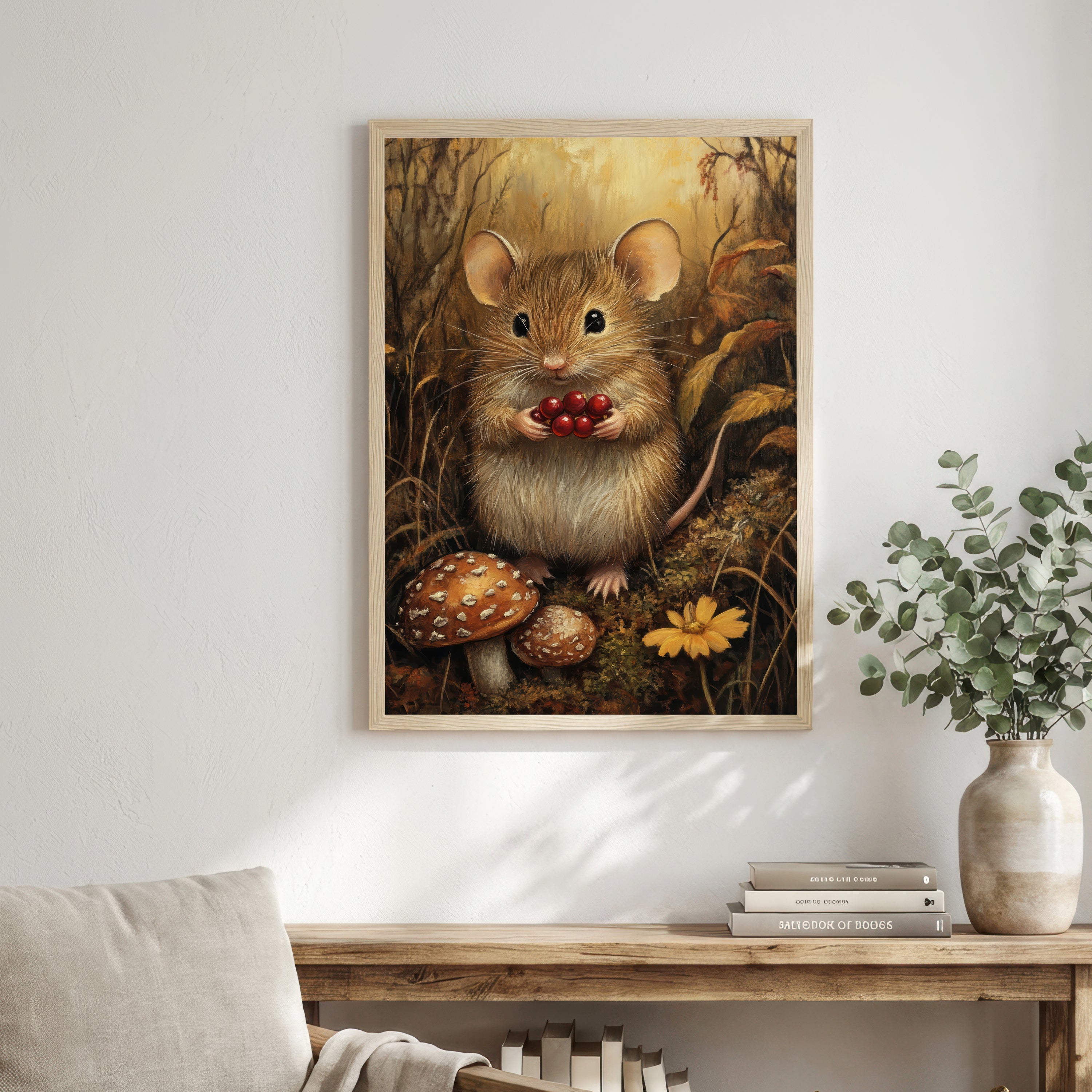 Woodland Mouse Berry Art Print