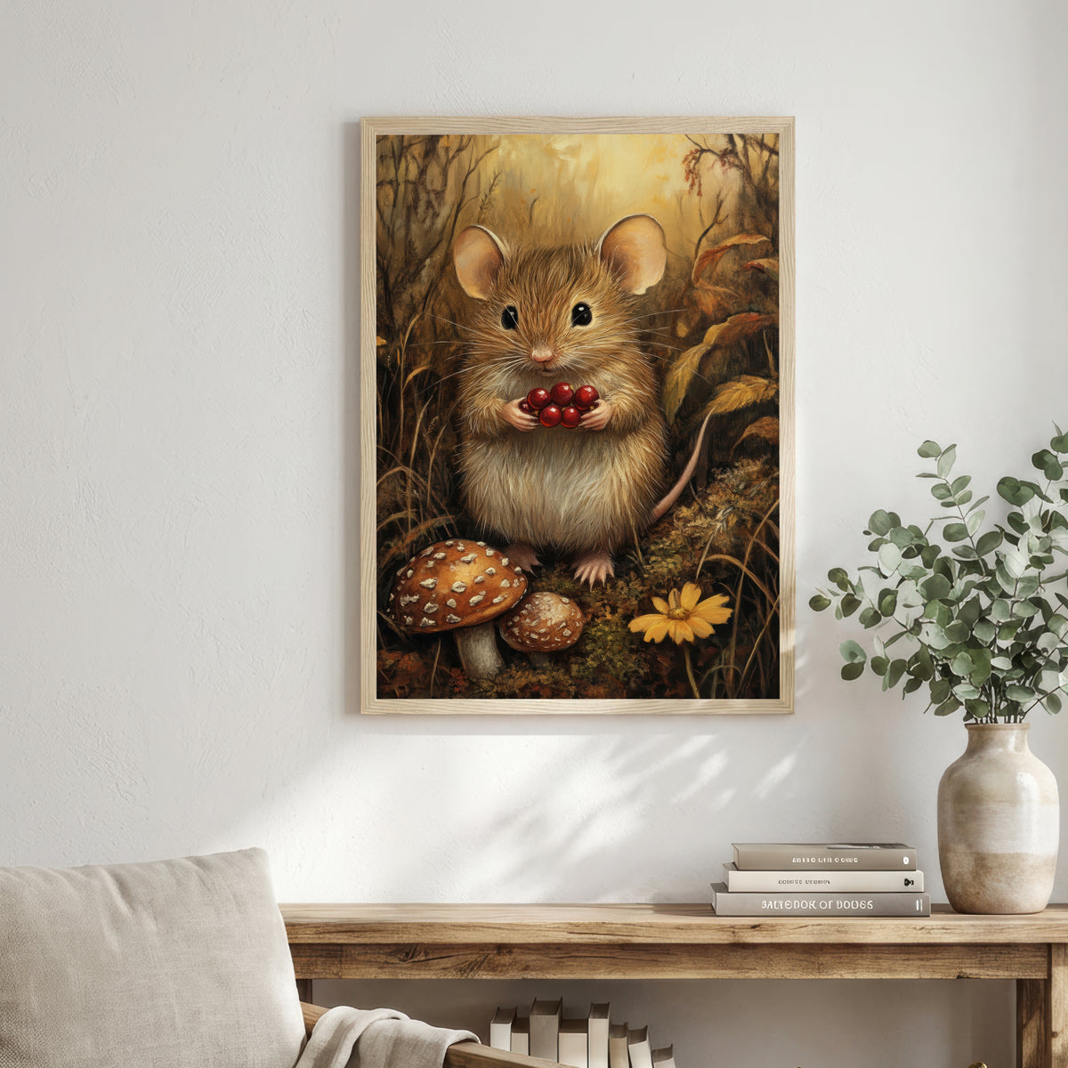 Woodland Mouse Berry Art Print
