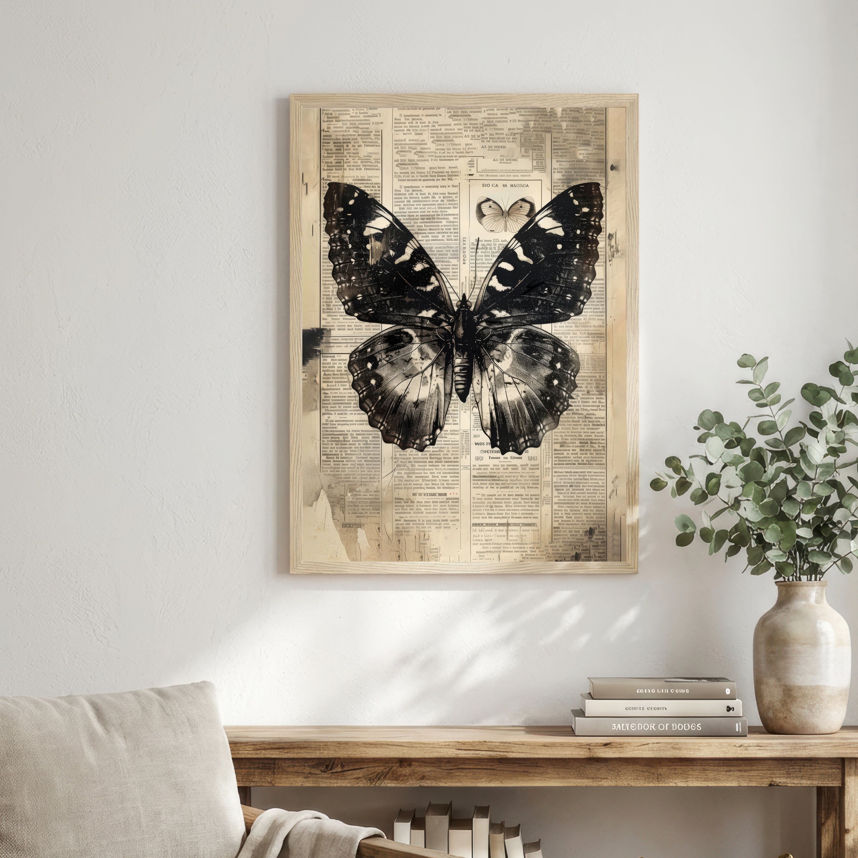 Black Butterfly Vintage Art Print