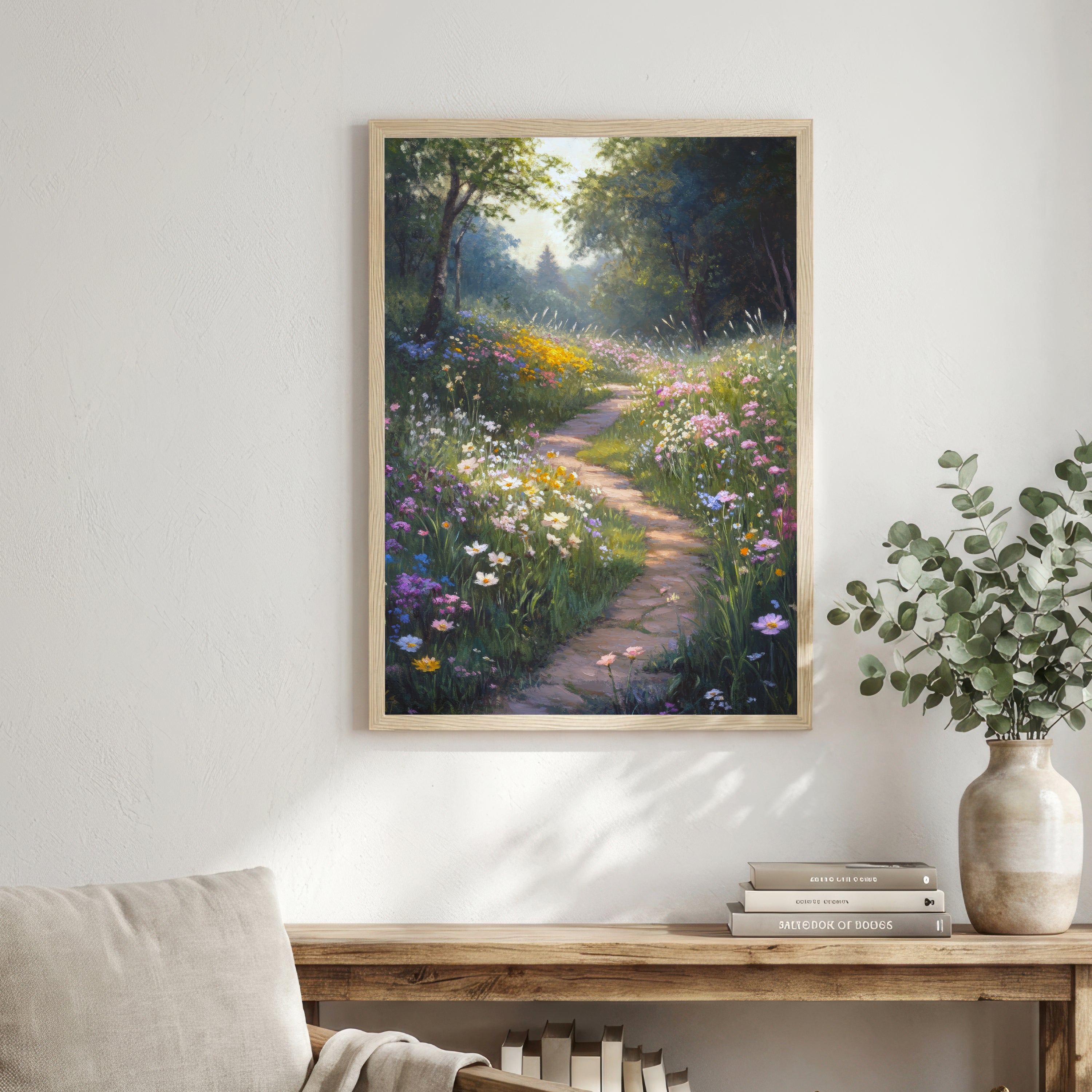 Wildflower Woodland Path Art Print