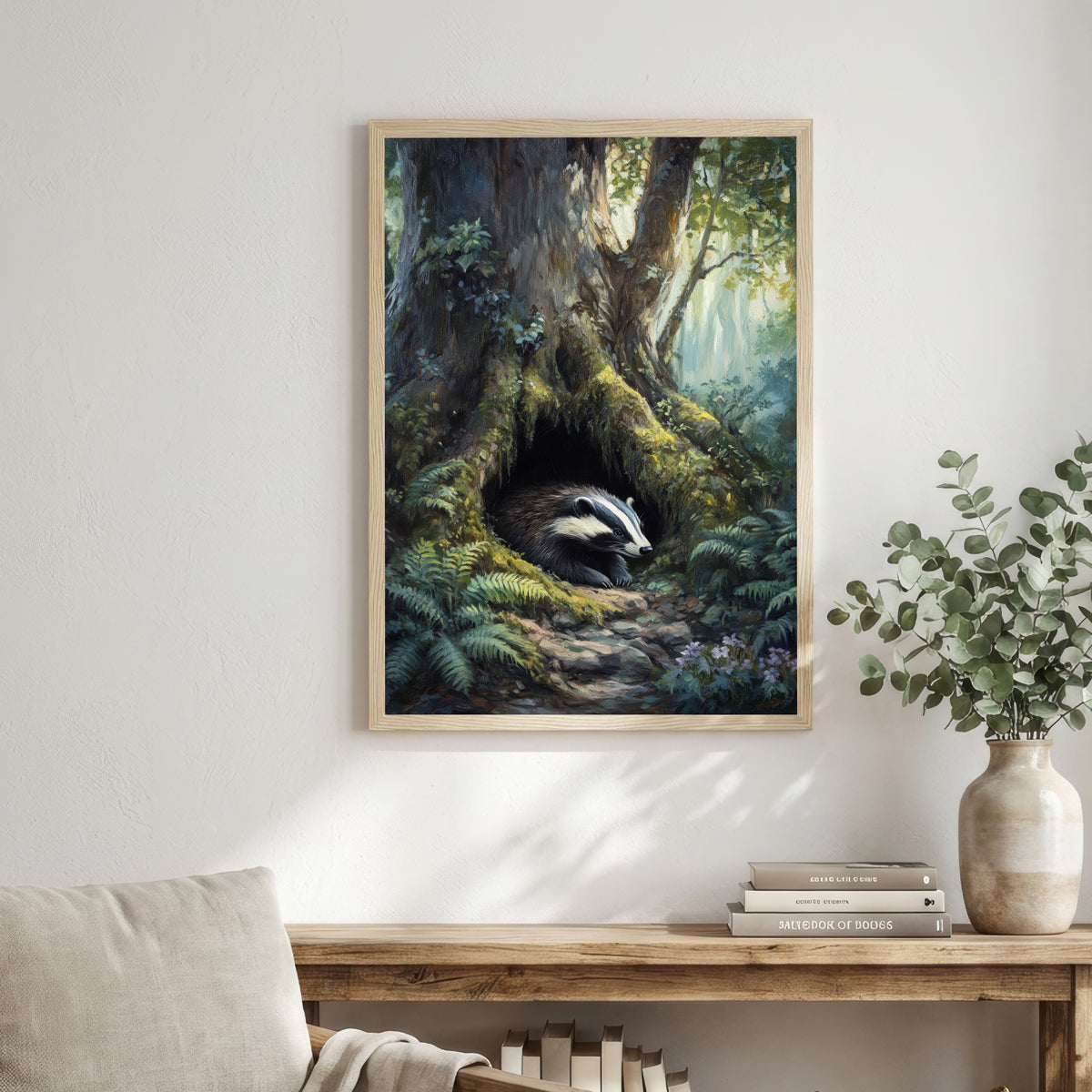 Woodland Badger Wildlife Art Print