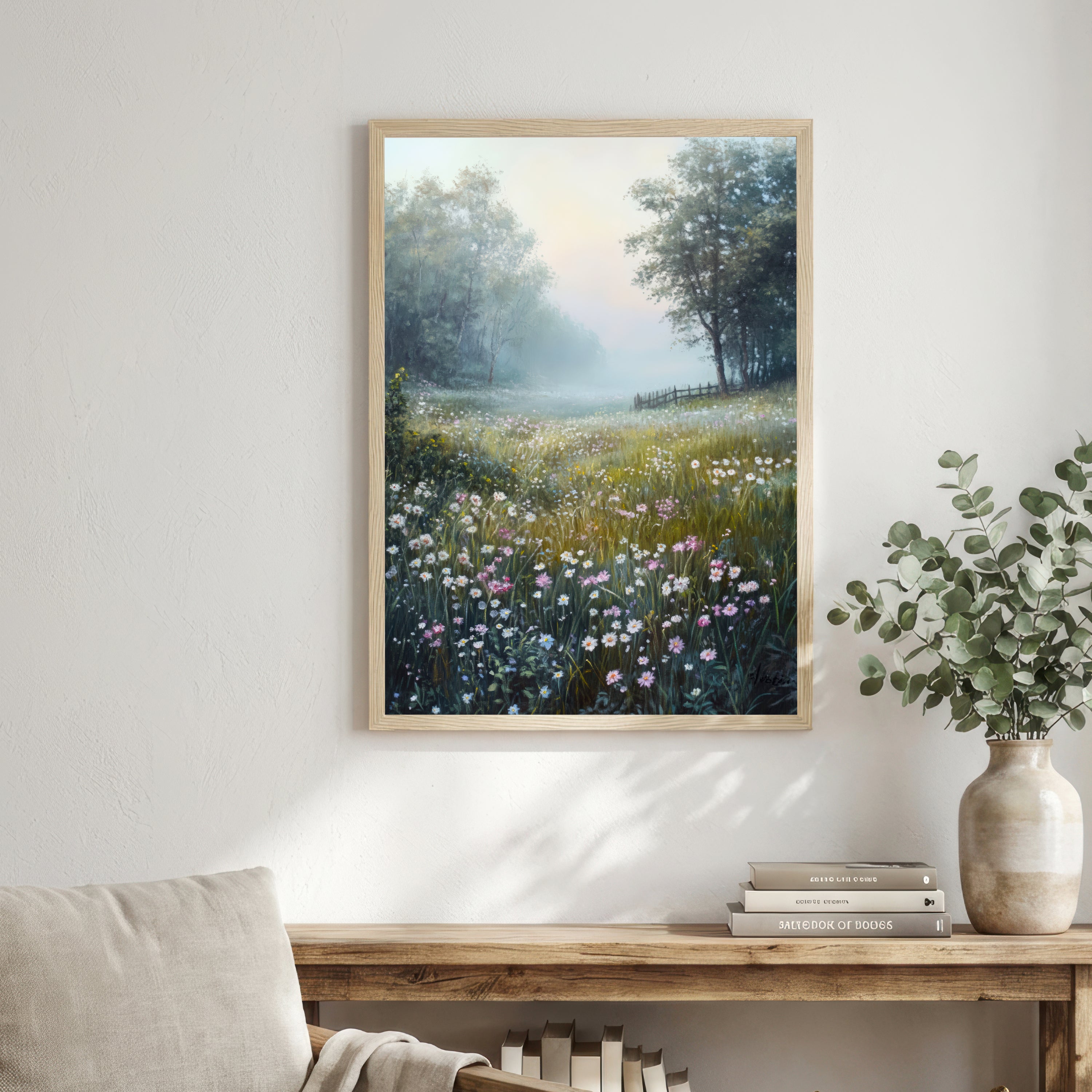 Misty Wildflower Meadow Art Print