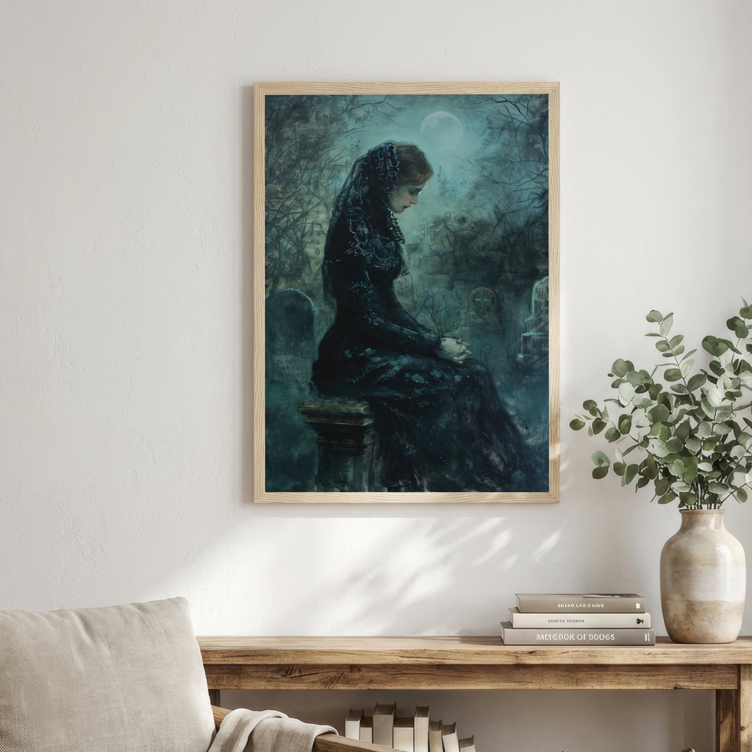 Gothic Cemetery Woman Art Print