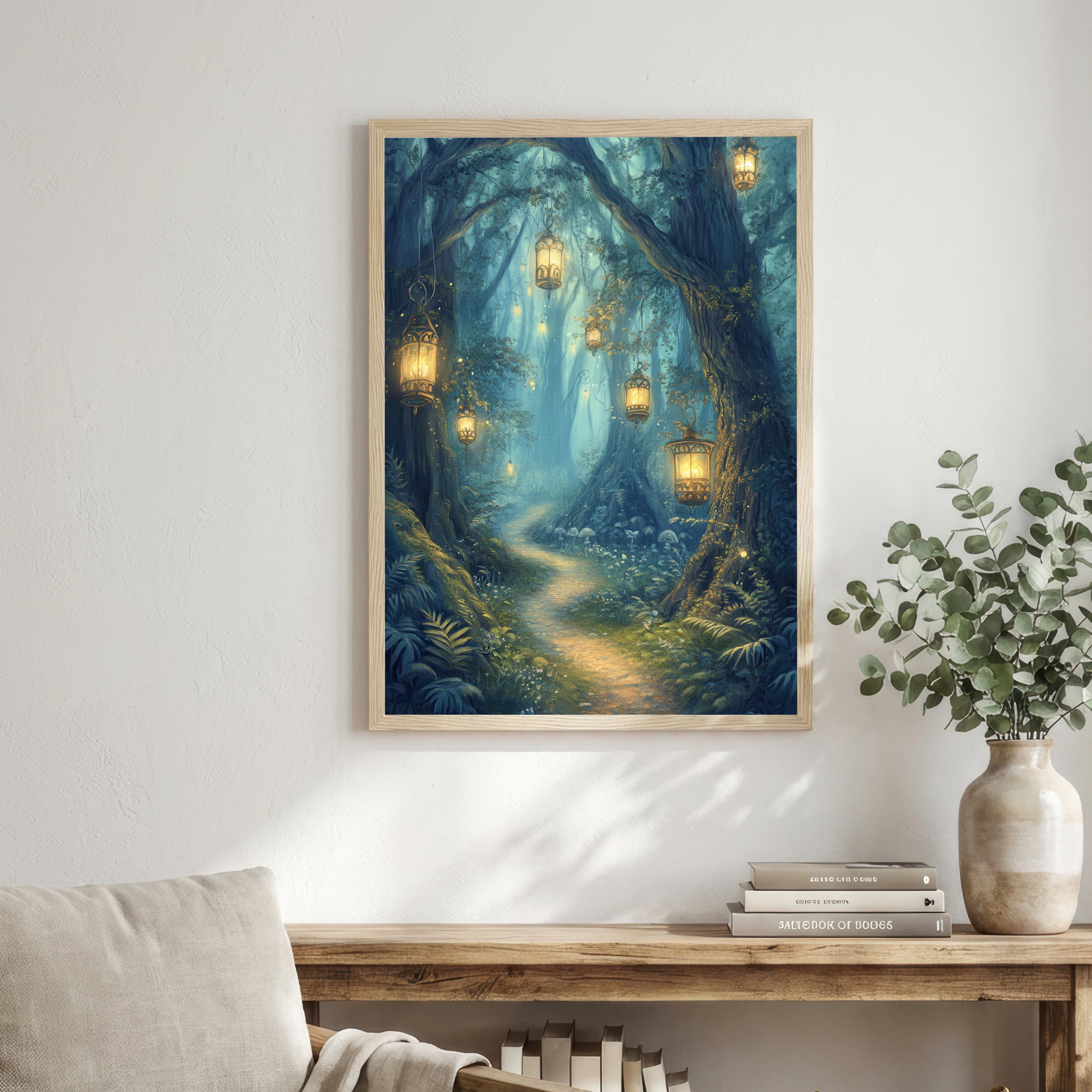 Enchanted Lantern Forest Art Print