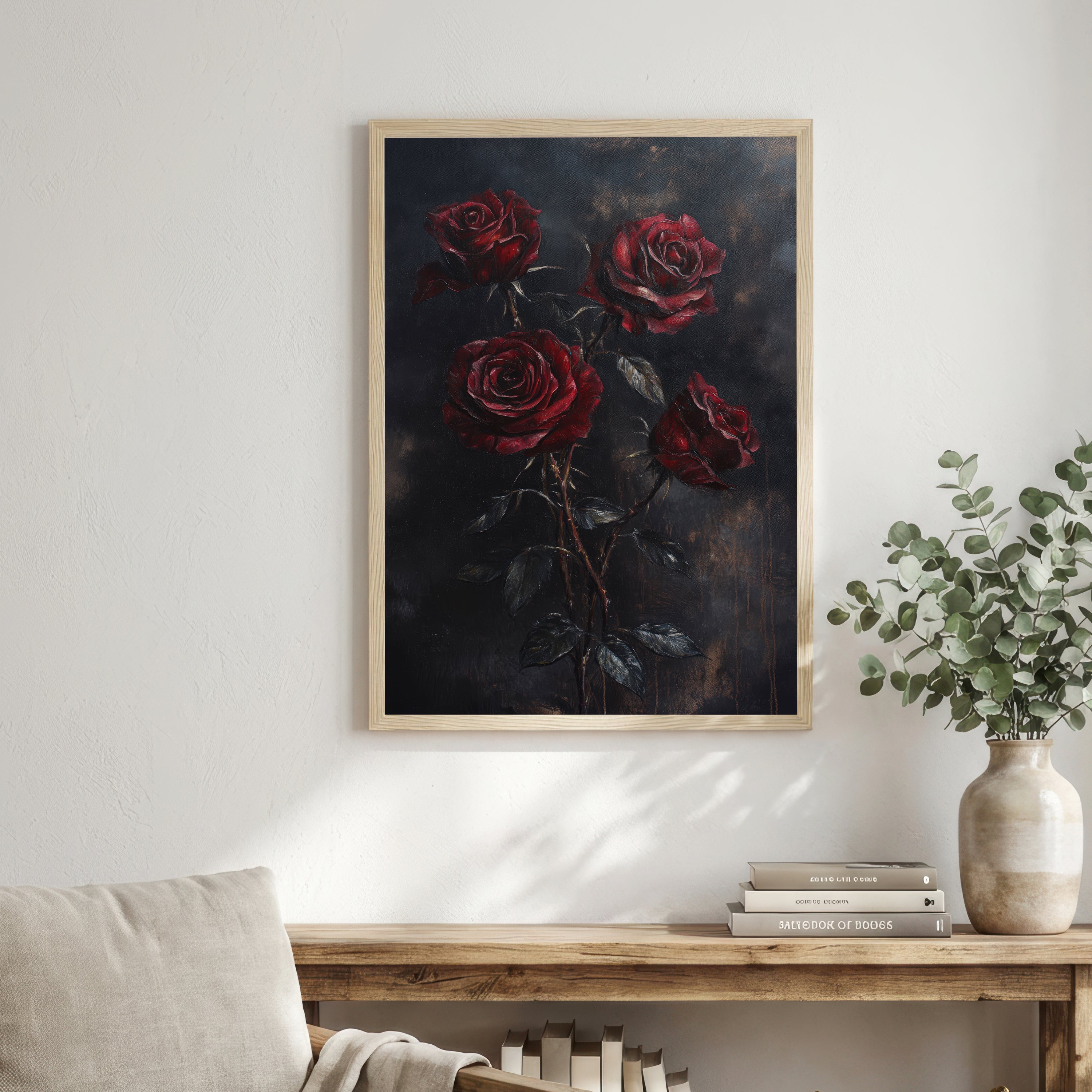 Dark Red Roses Art Print