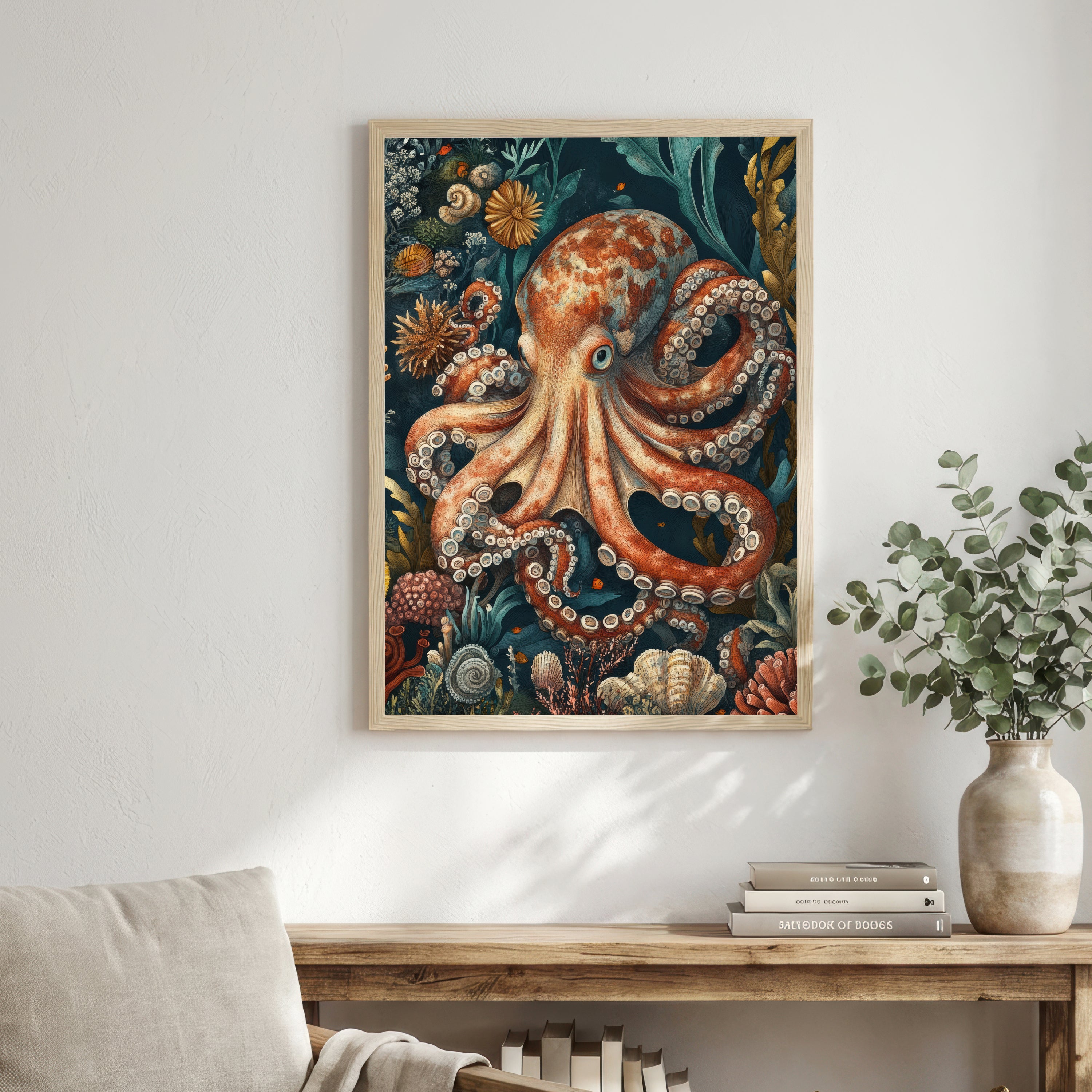 Vintage Octopus Underwater Art Print