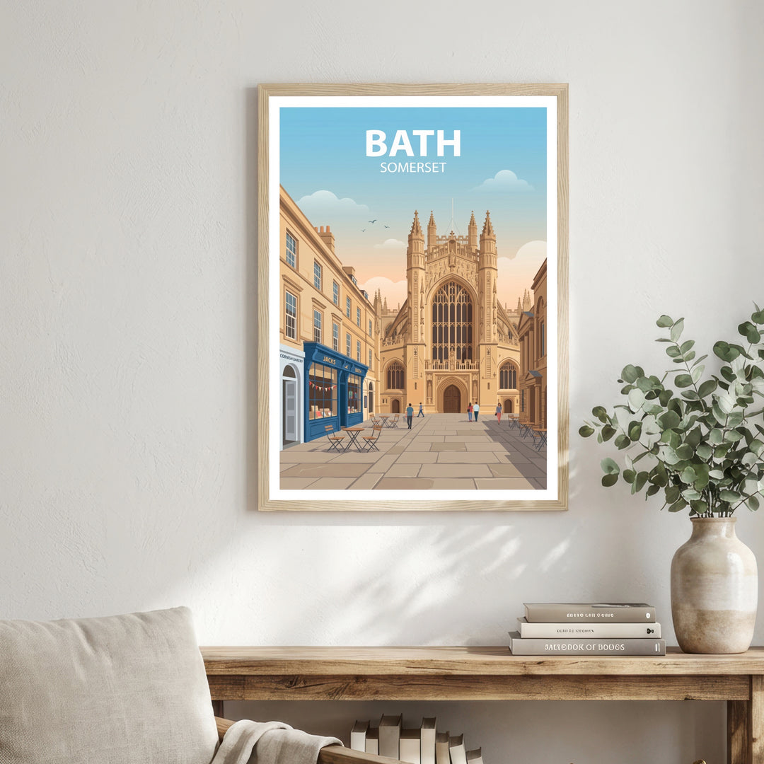 Bath Somerset Travel Poster Print: Georgian Architecture, Historic Cityscape Wall Art