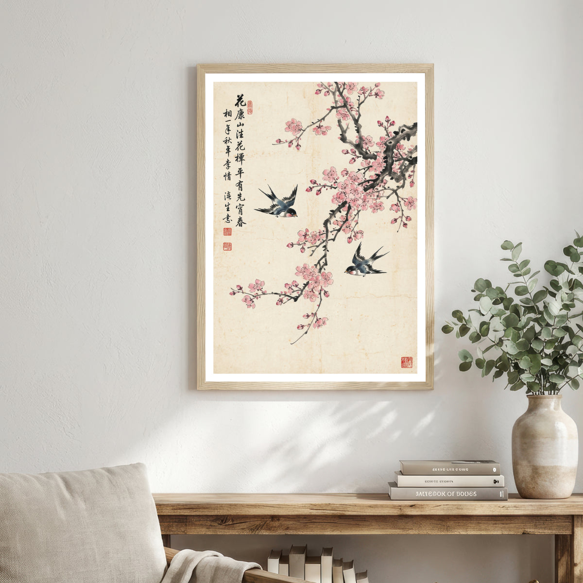 Swallows and Plum Blossom Art Print
