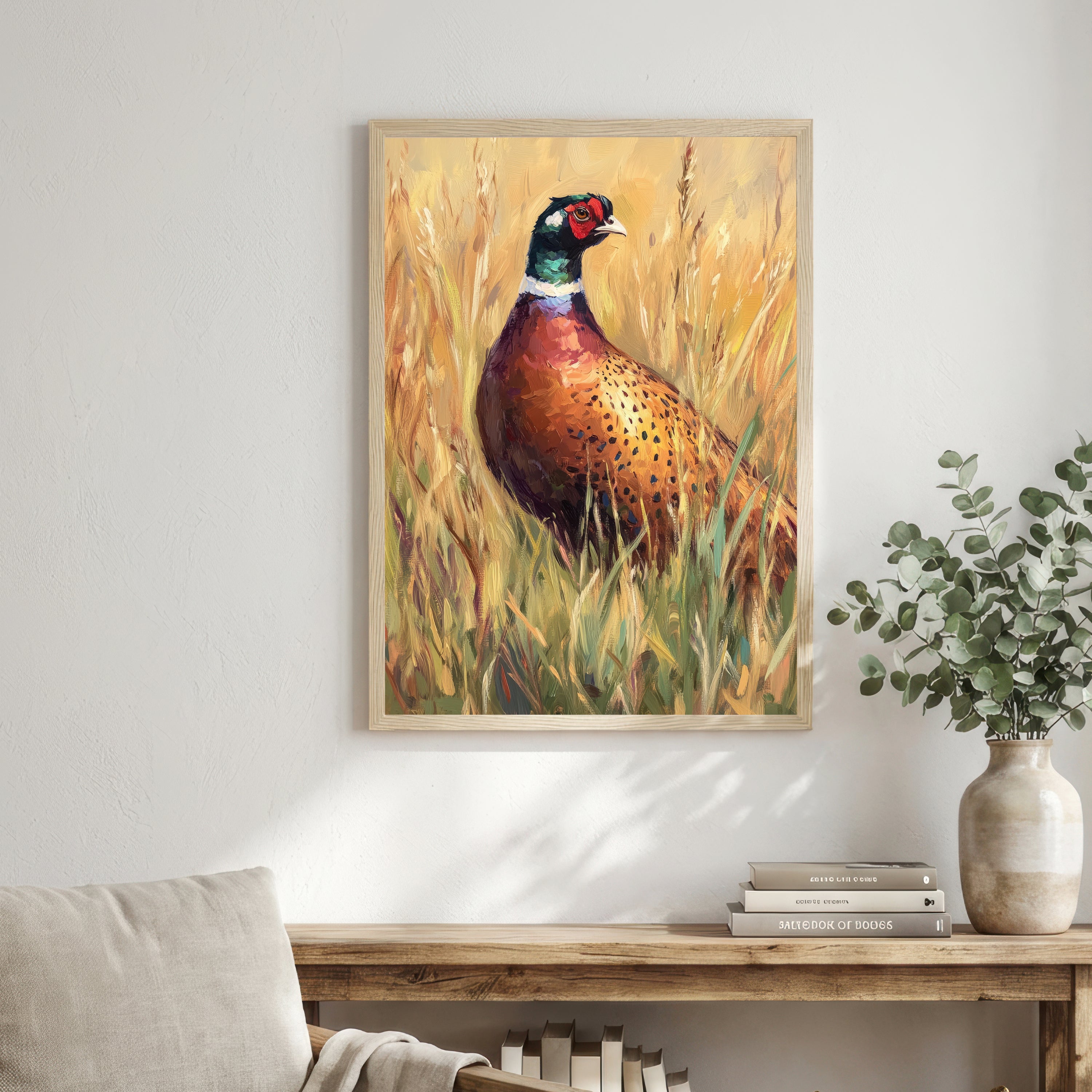 Painterly Pheasant Meadow Art Print