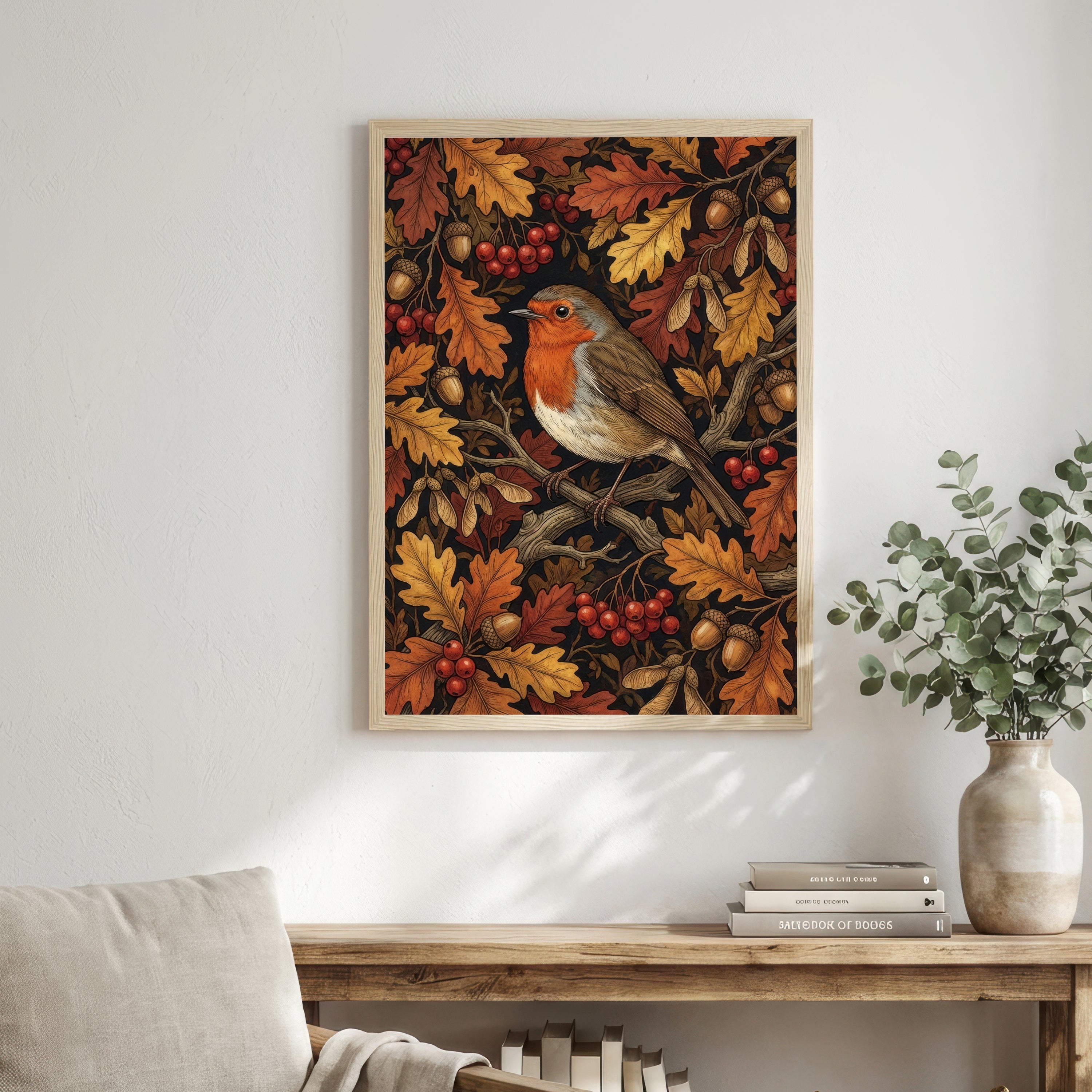 Robin Autumn Foliage Art Print