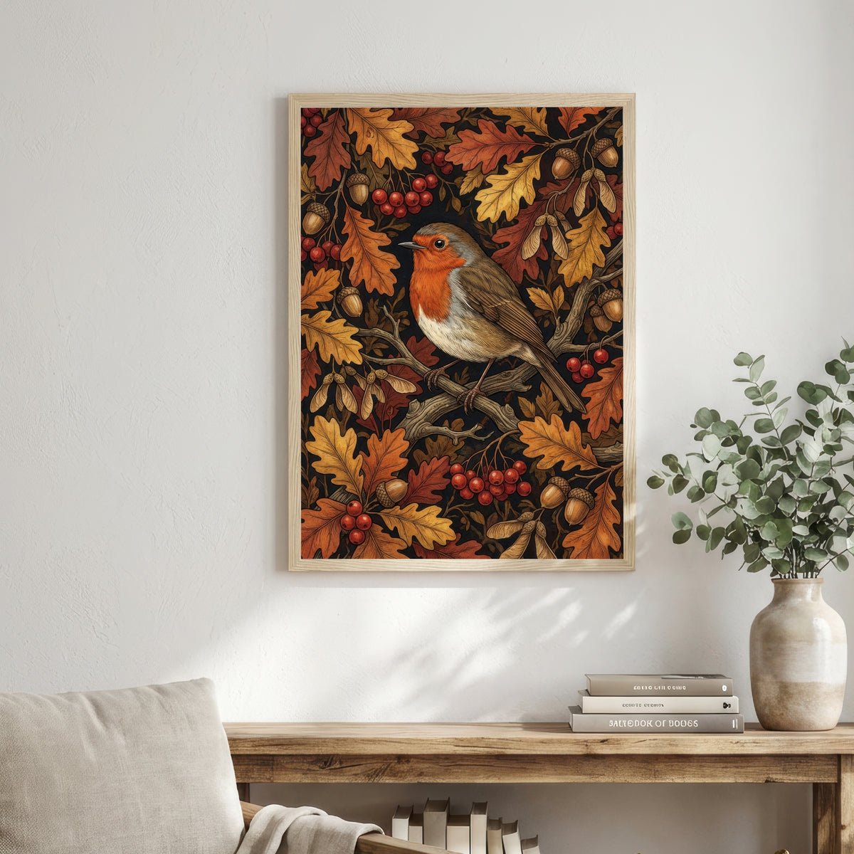 Robin Autumn Foliage Art Print