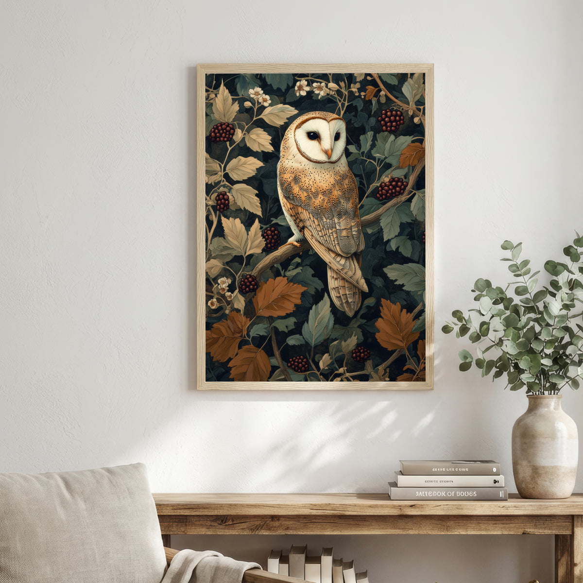 Barn Owl Botanical Art Print