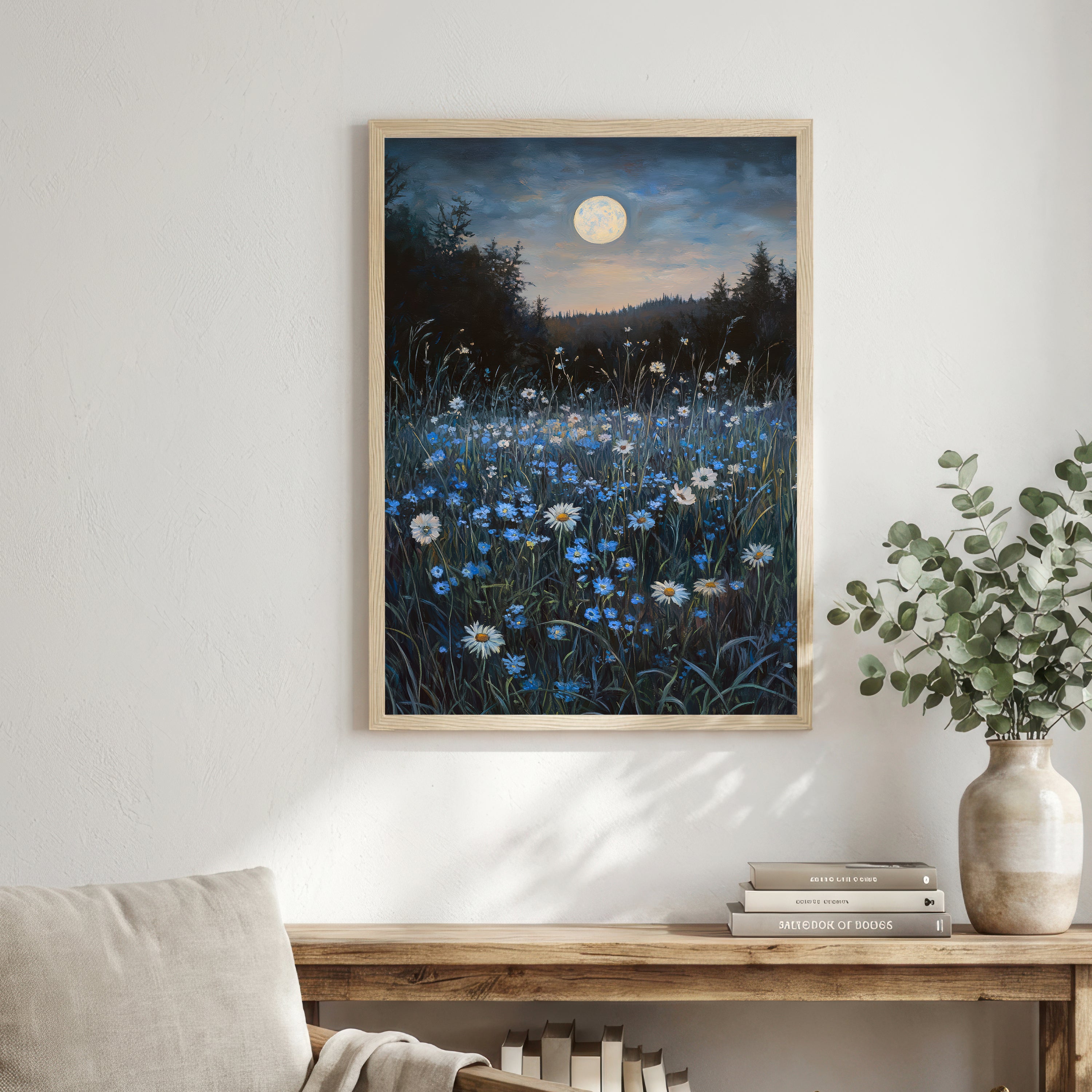 Moonlit Wildflower Meadow Art Print