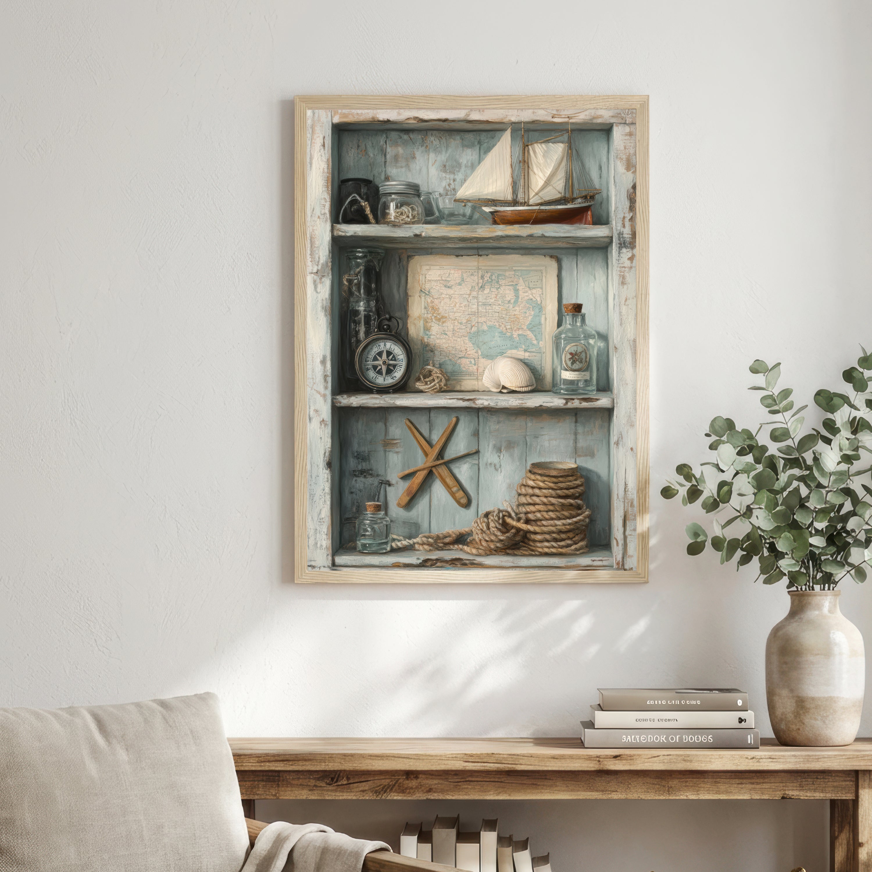 Vintage Nautical Shelf Art Print