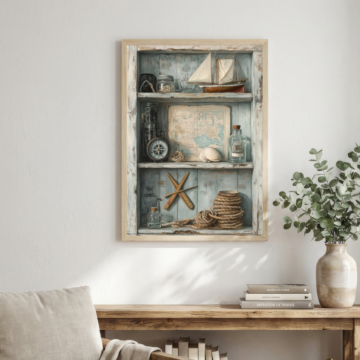 Vintage Nautical Shelf Art Print