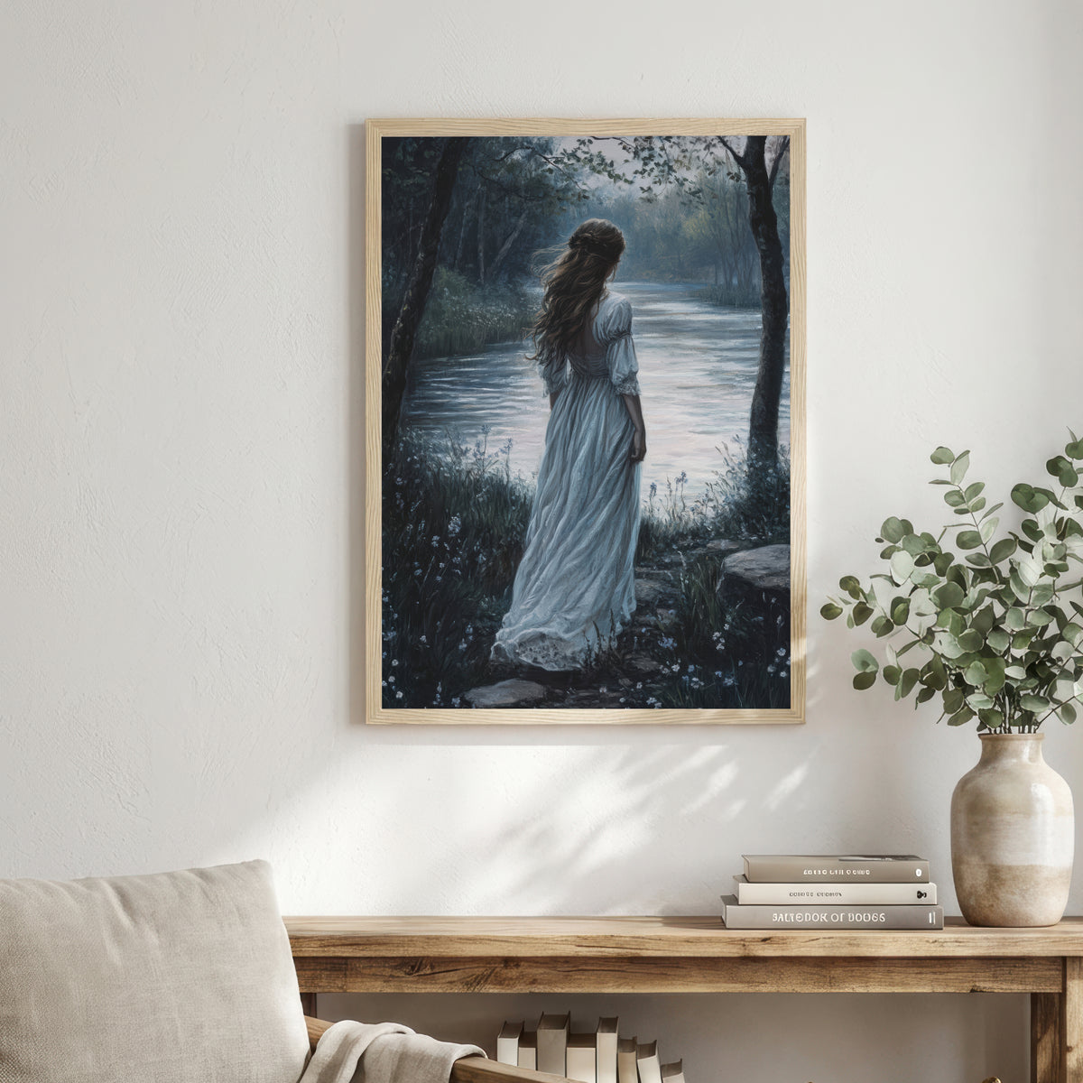 Woman by the River Art Print