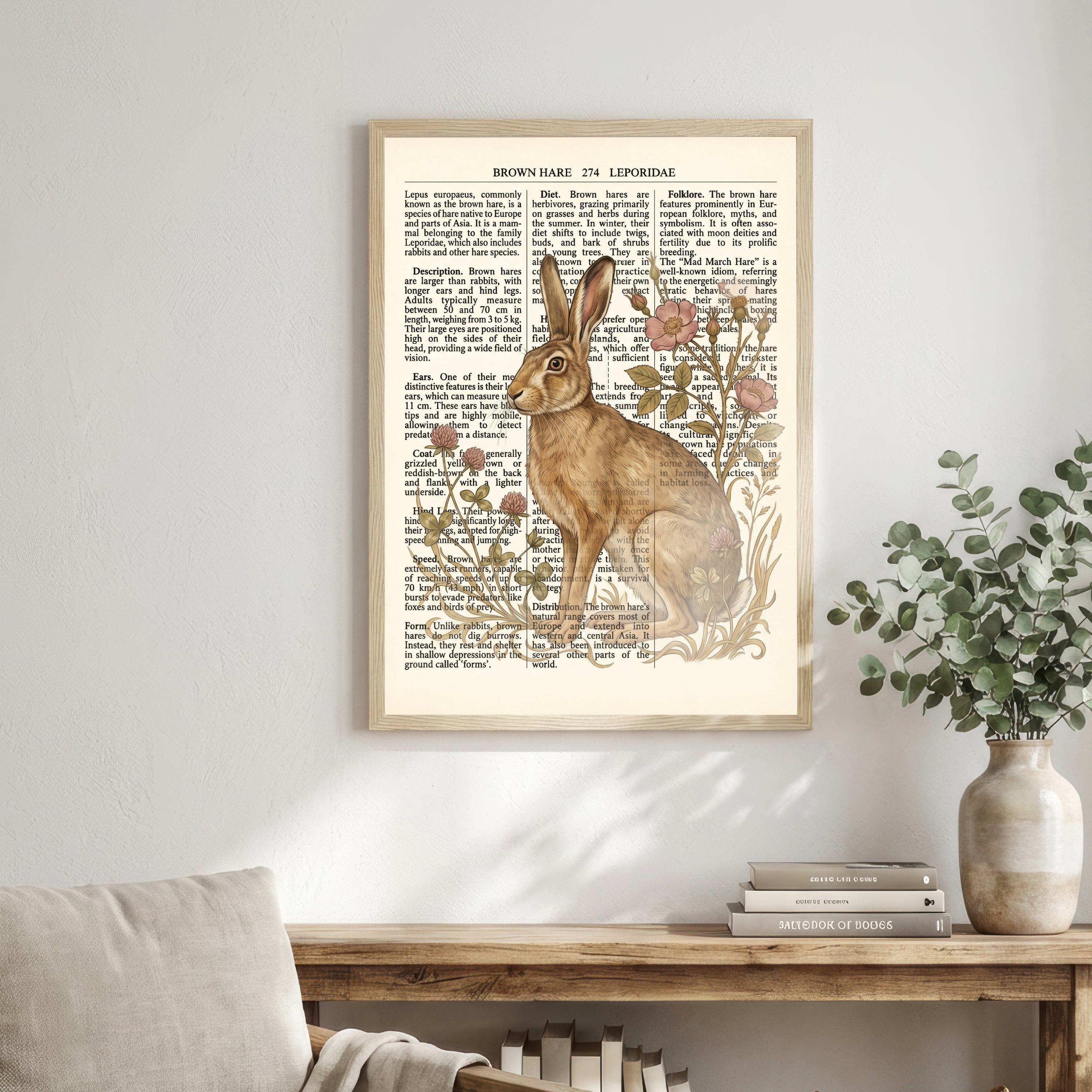 Brown Hare Botanical Art Print