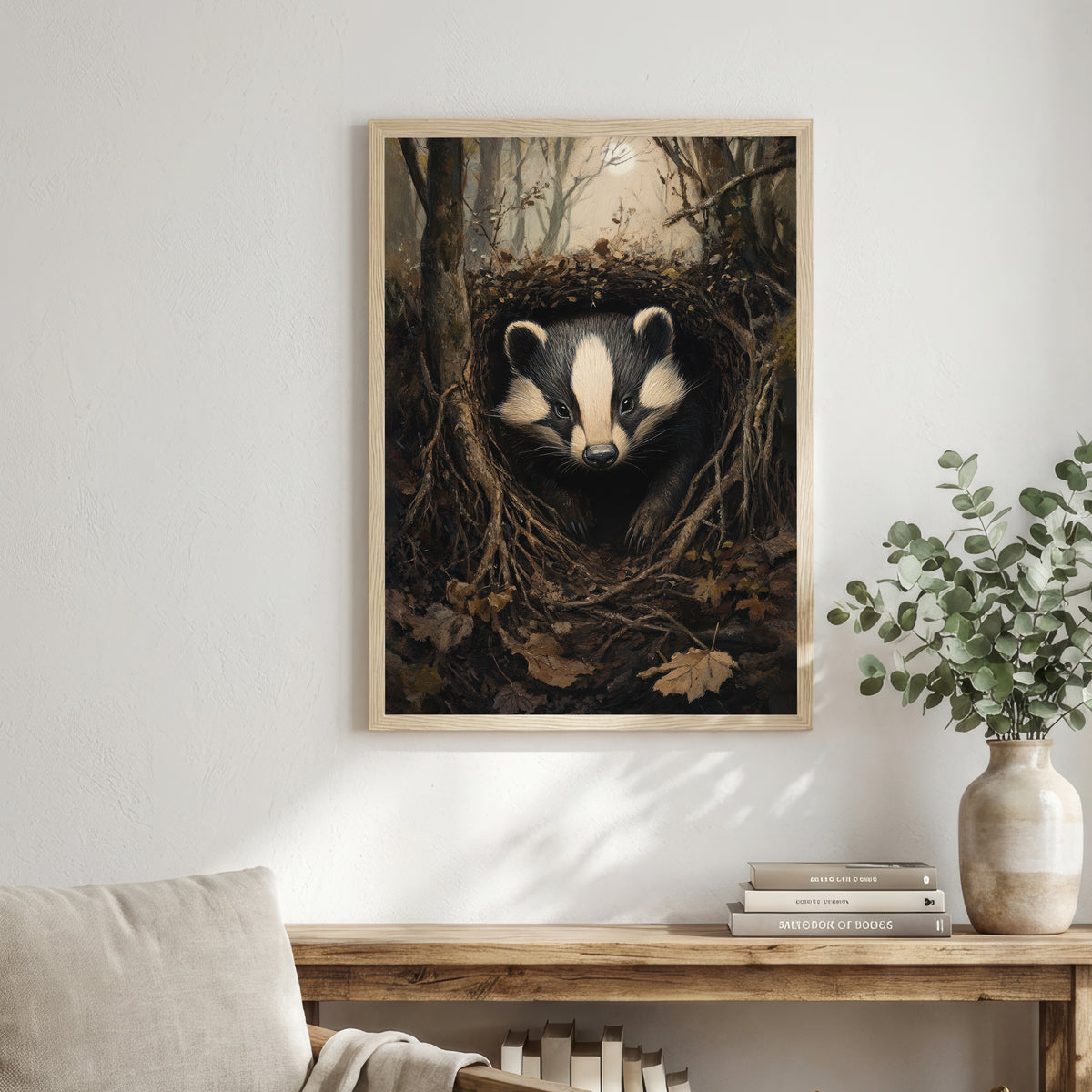 Woodland Badger Art Print