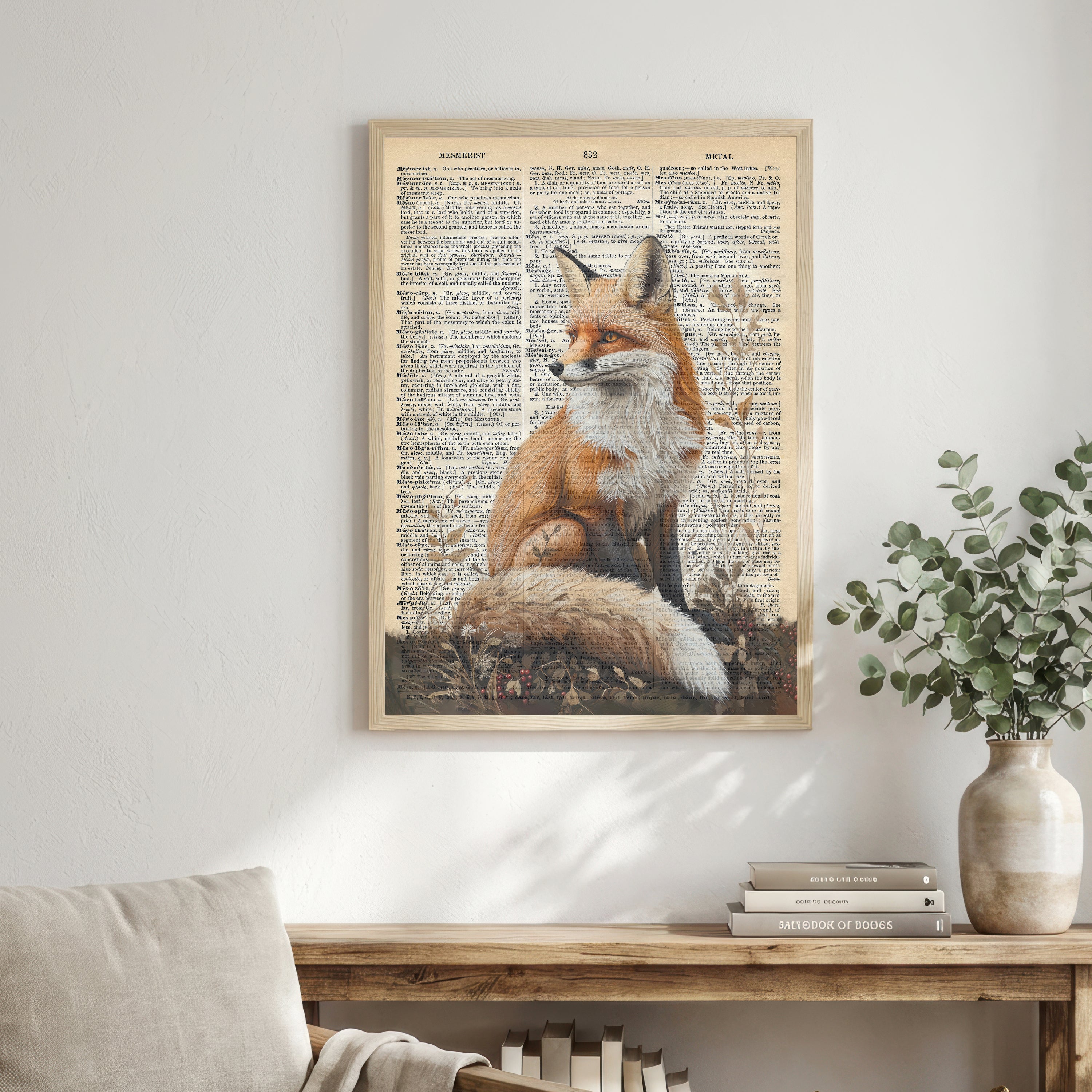 Vintage Fox Dictionary Art Print