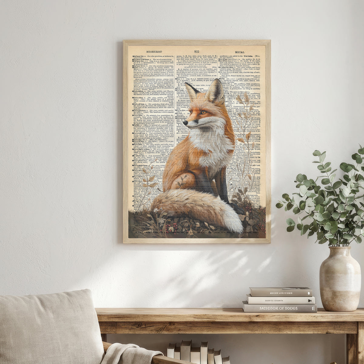 Vintage Fox Dictionary Art Print