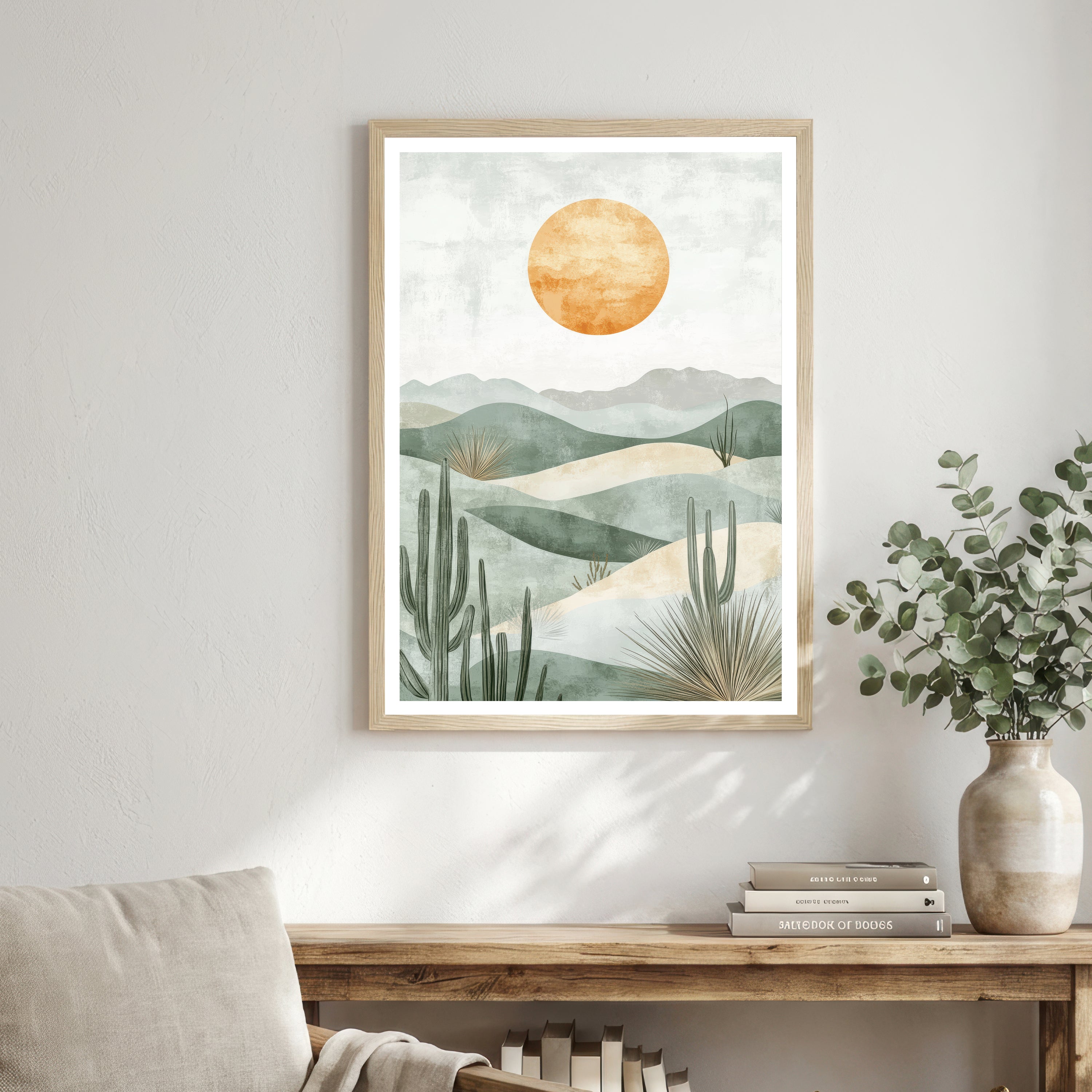 Cactus Desert Sunset Art Print