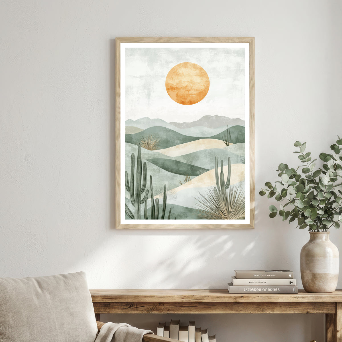 Cactus Desert Sunset Art Print