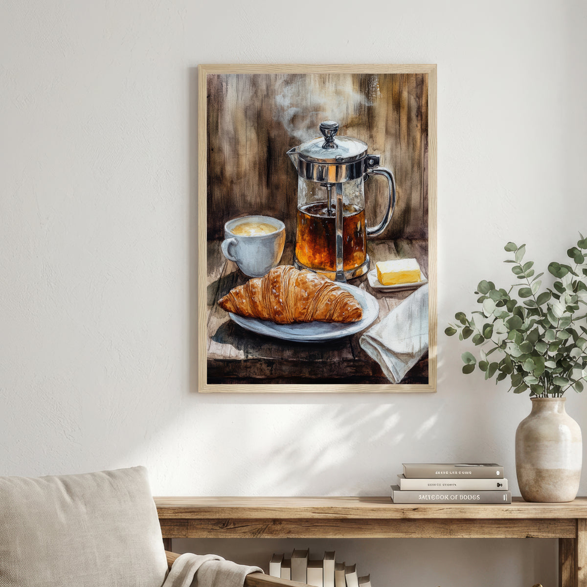 French Press Coffee Breakfast Art Print