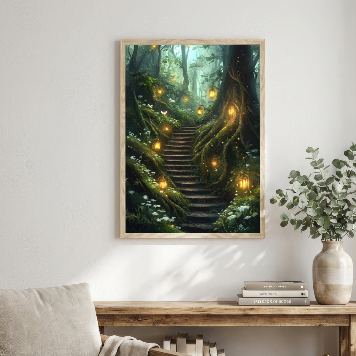 Enchanted Forest Lantern Path Art Print