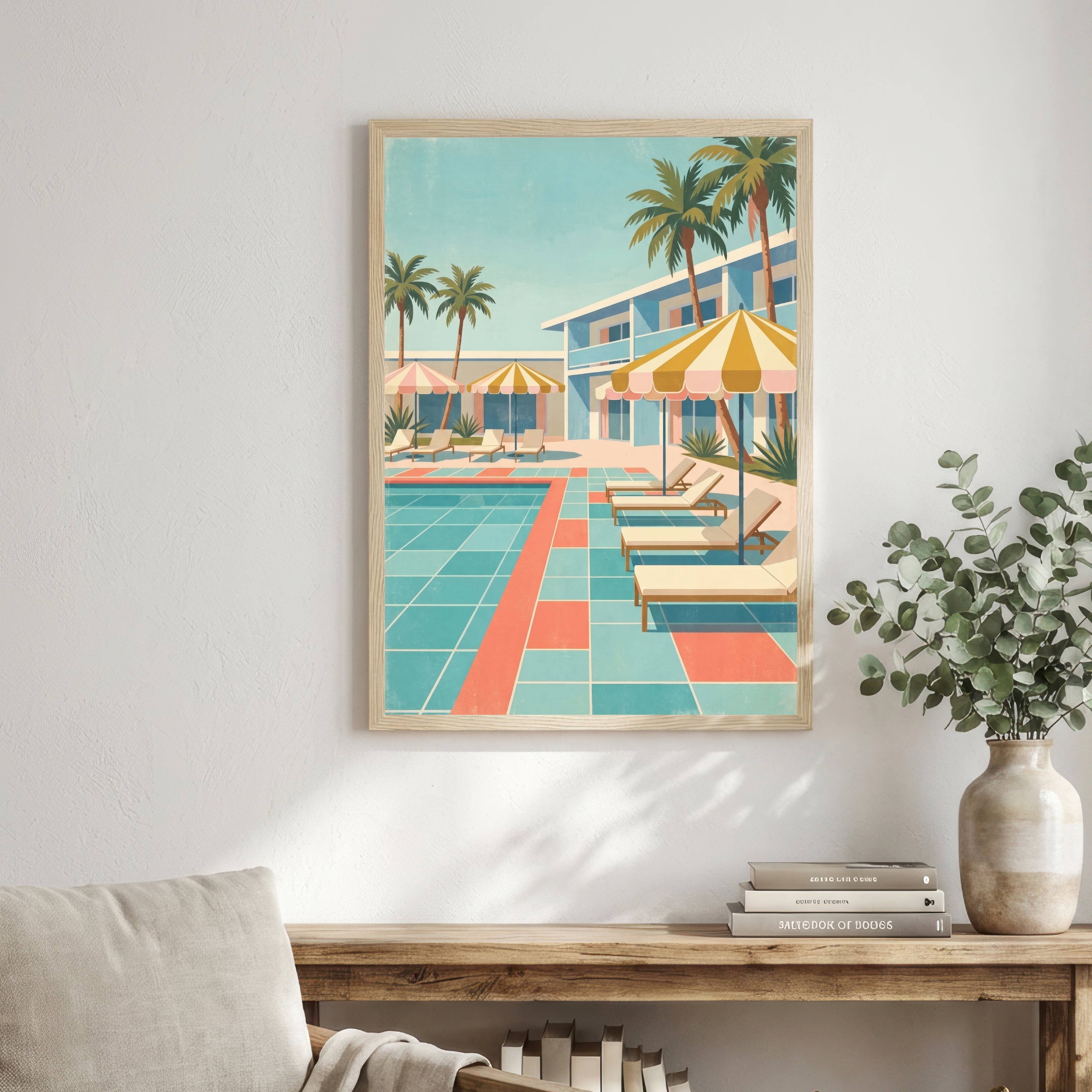 Retro Palm Poolside Art Print