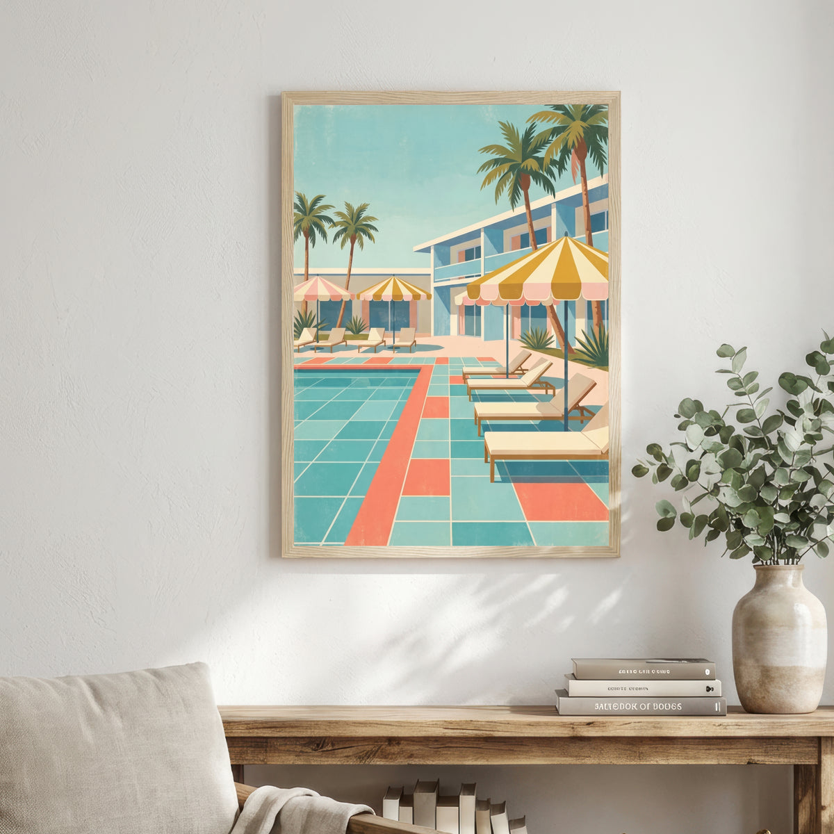 Retro Palm Poolside Art Print