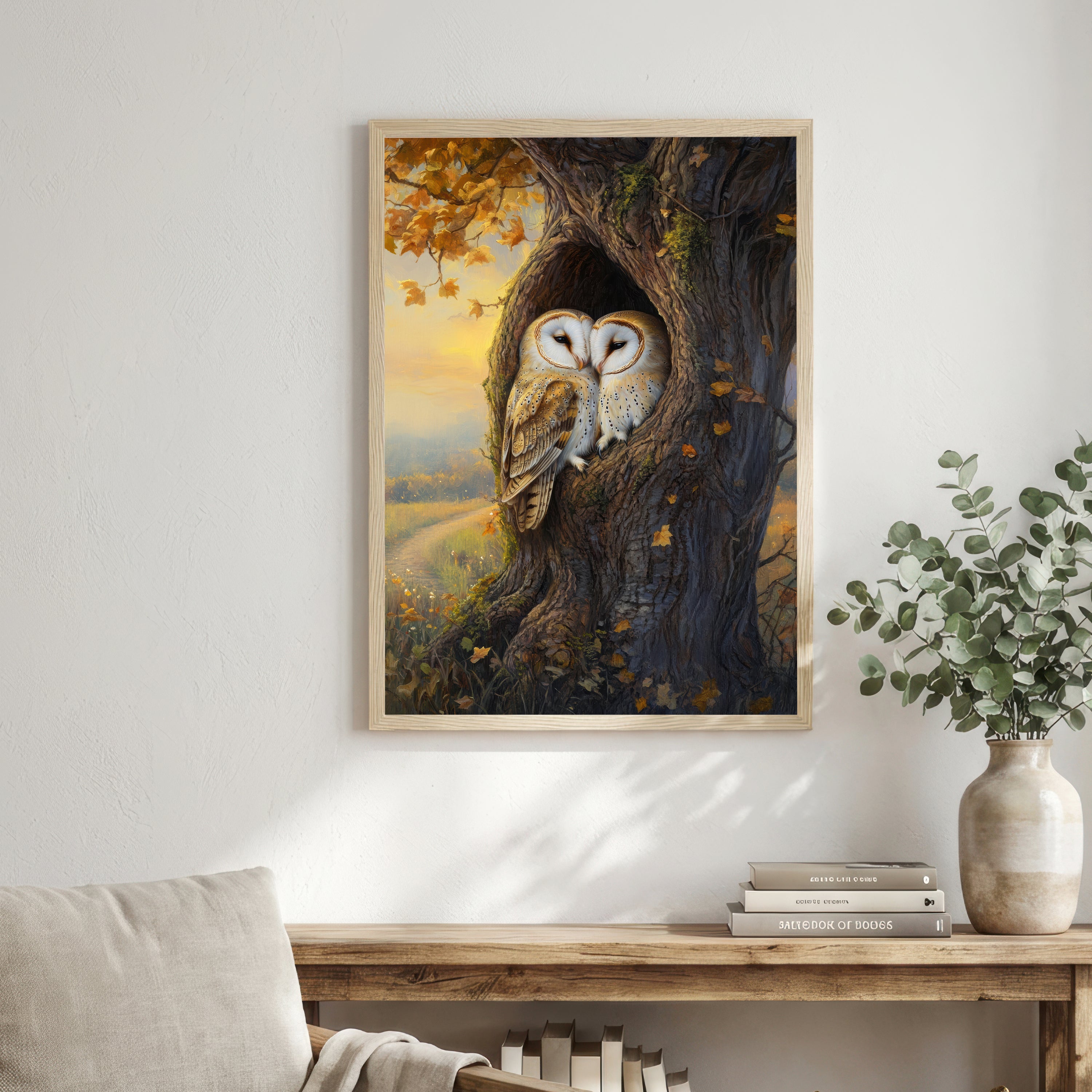 Barn Owl Pair Woodland Art Print