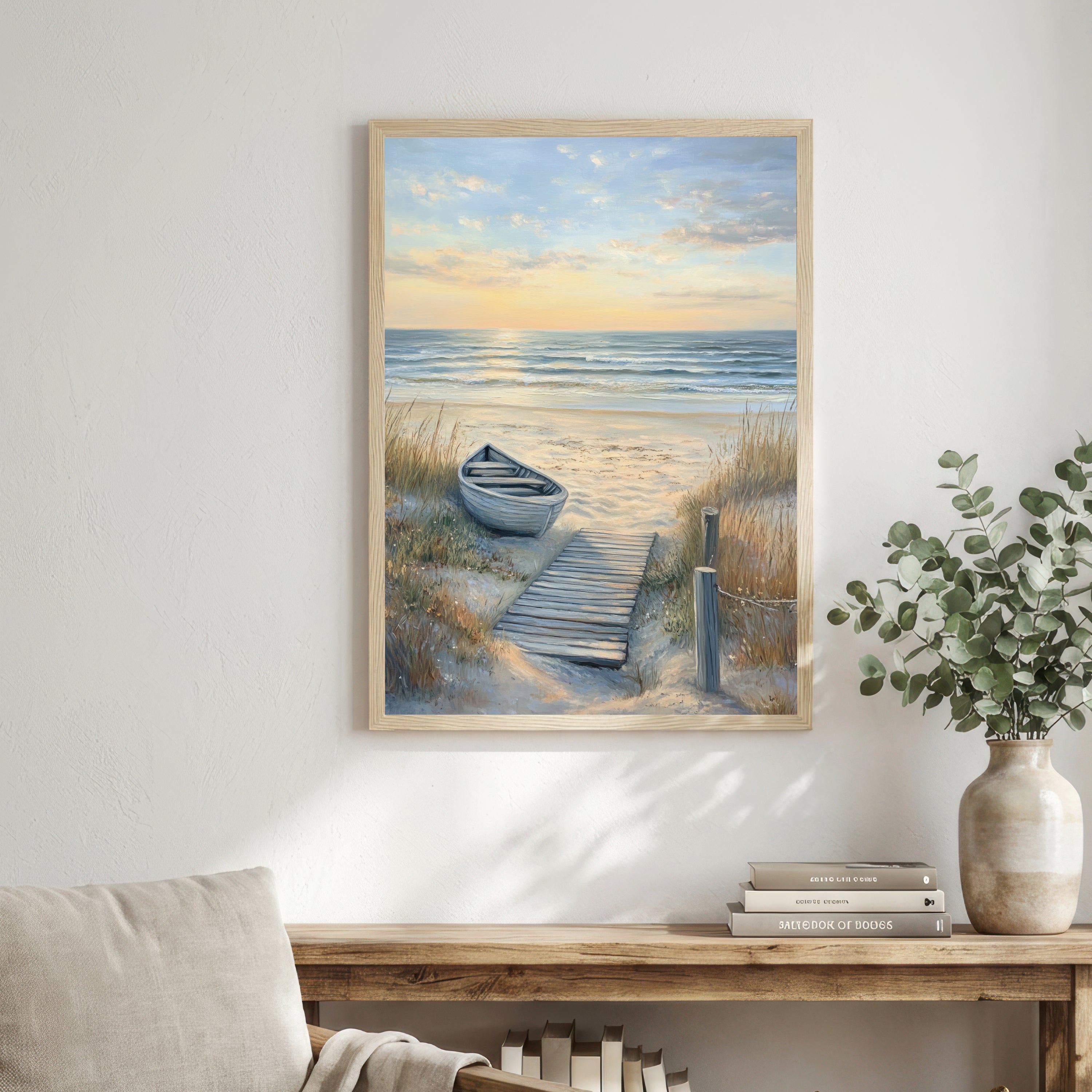 Beach Rowboat Seascape Art Print