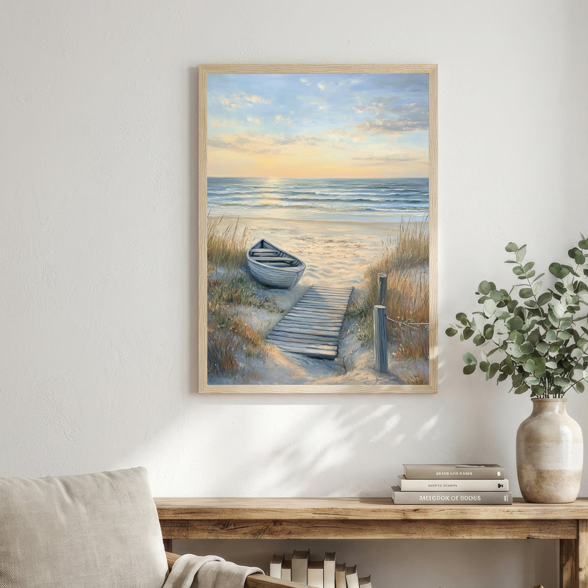 Beach Rowboat Seascape Art Print