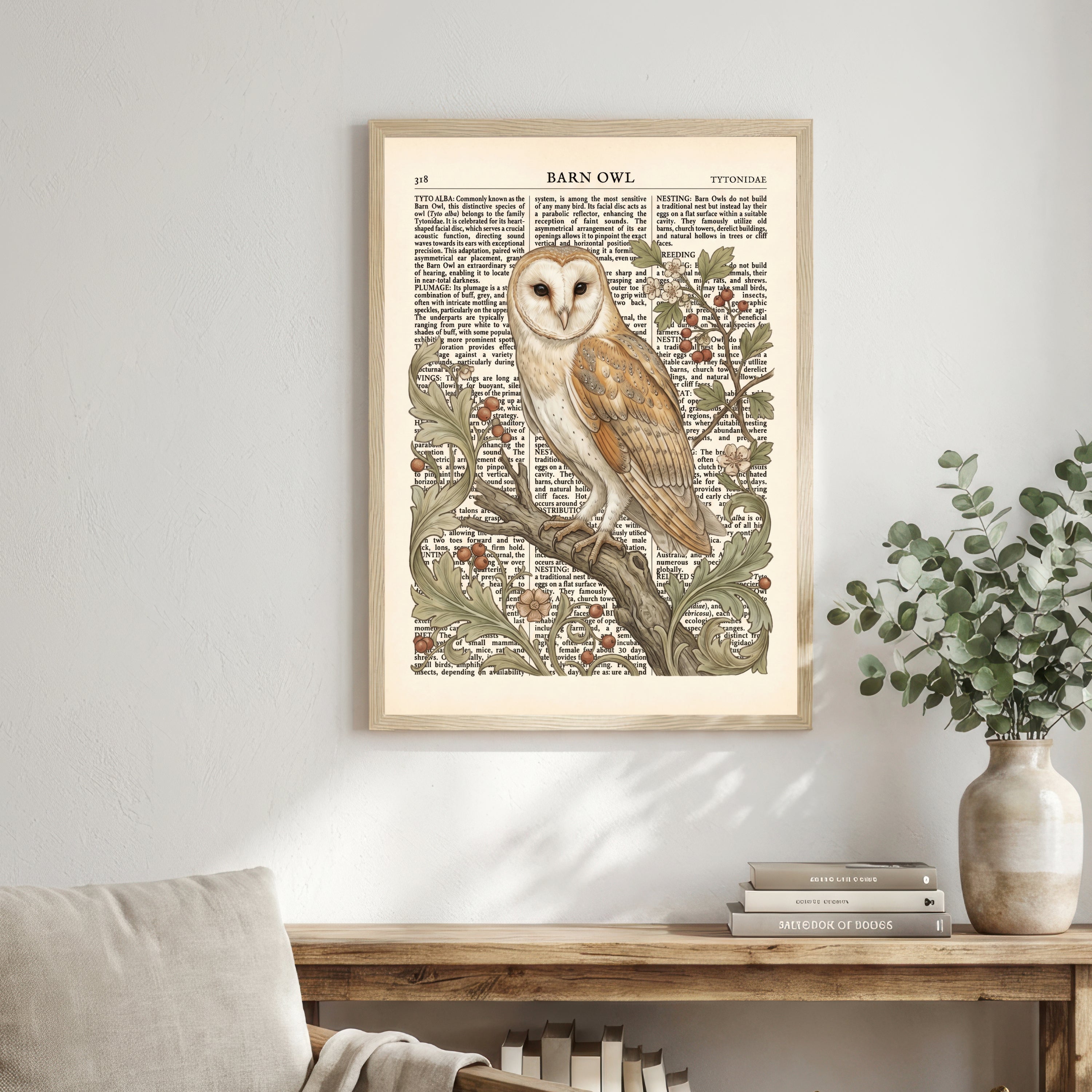 Barn Owl Botanical Art Print