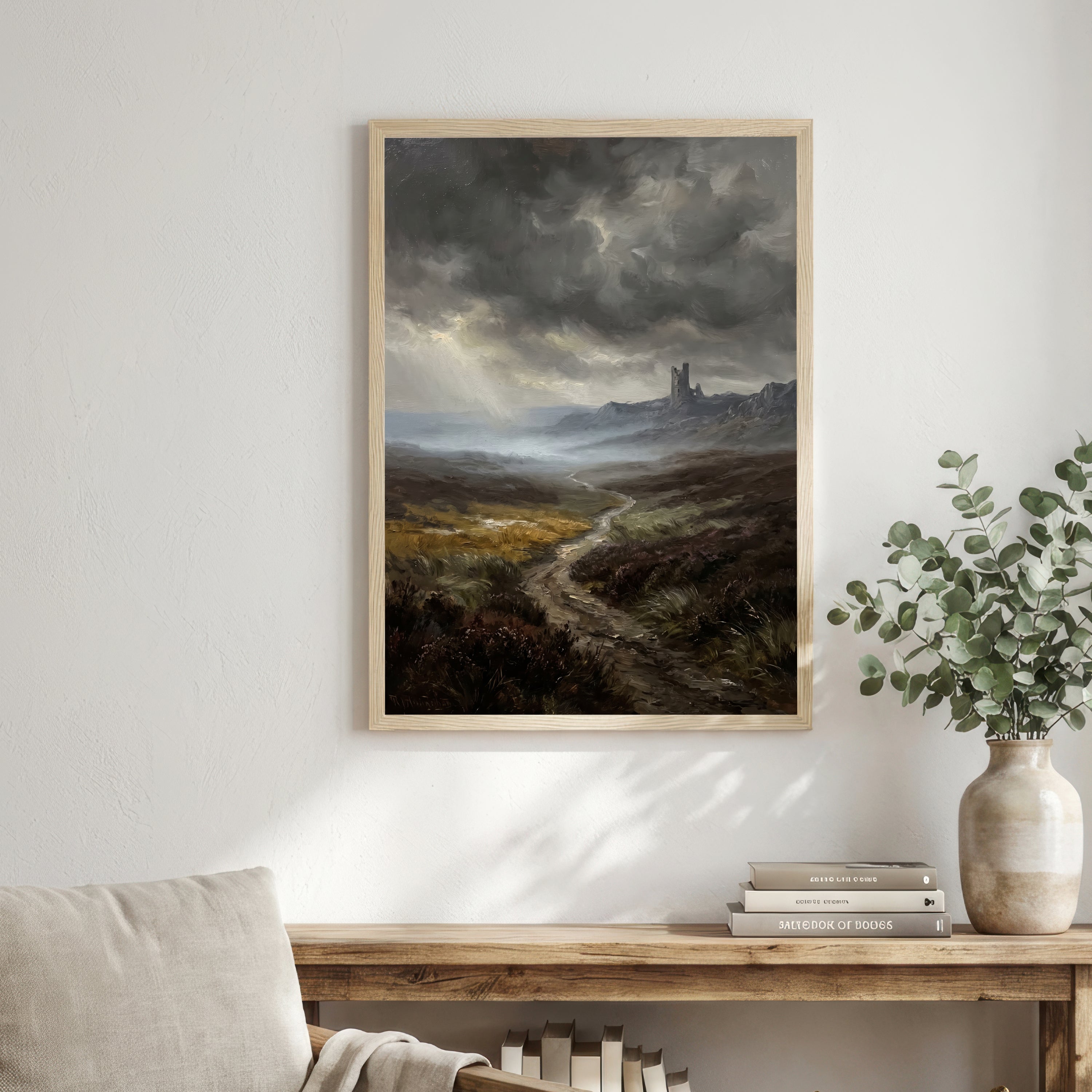 Stormy Moorland Ruins Art Print
