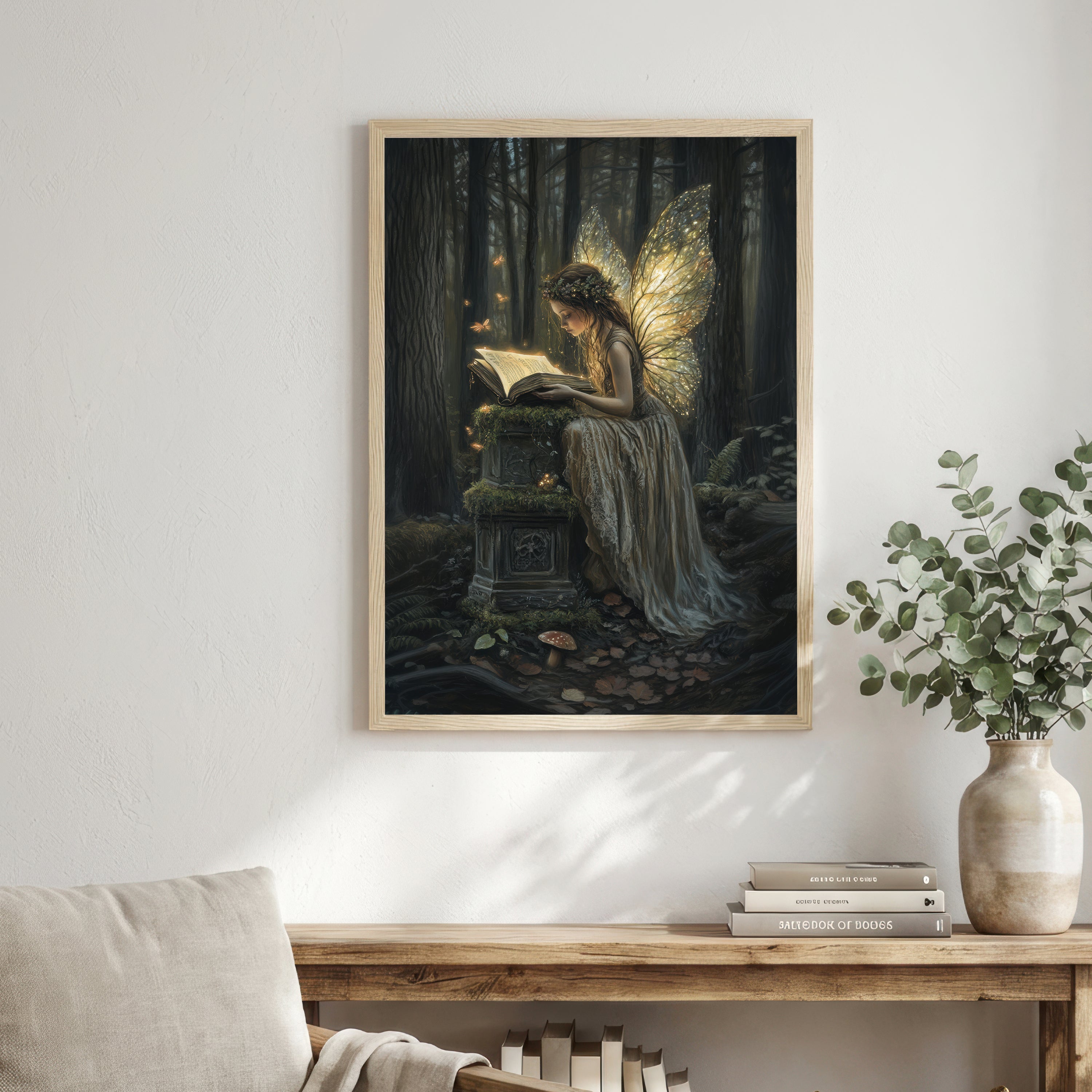 Fairy Reading in Enchanted Forest Art Print