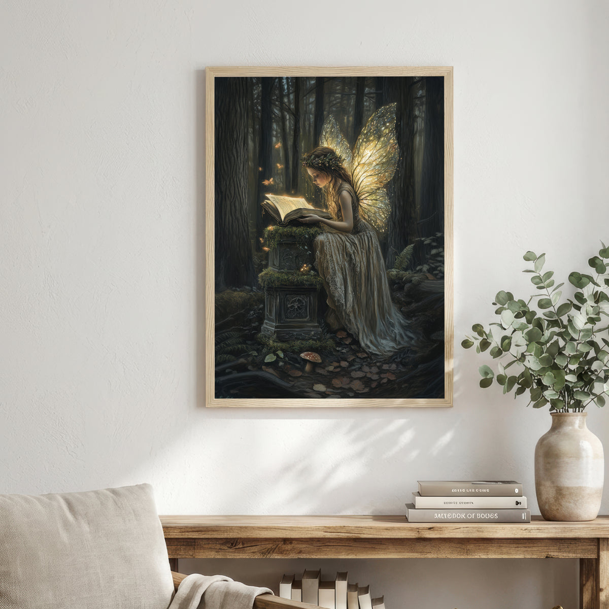 Fairy Reading in Enchanted Forest Art Print
