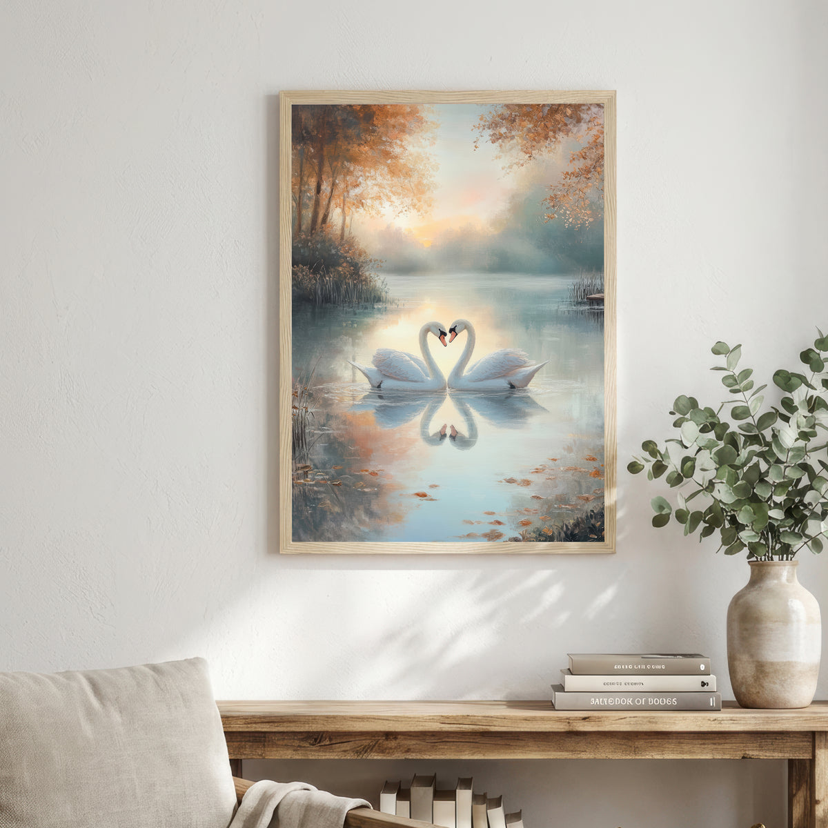 Romantic Swan Couple Art Print