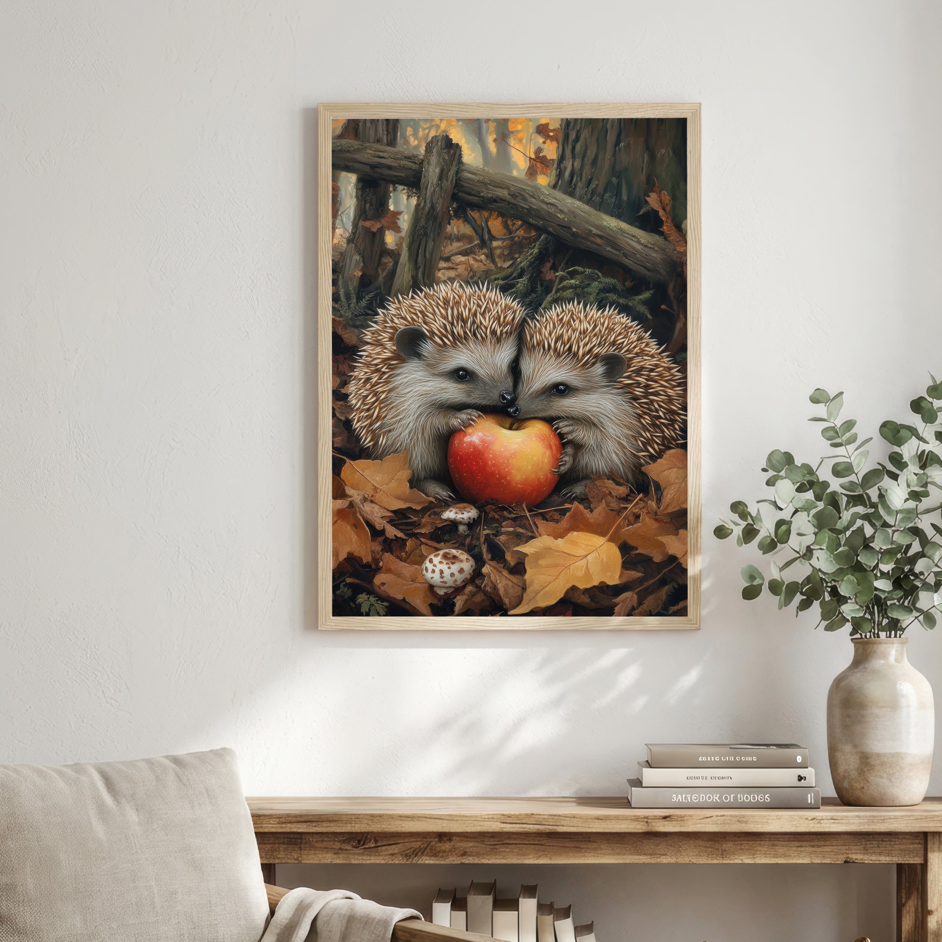 Hedgehog Apple Woodland Art Print