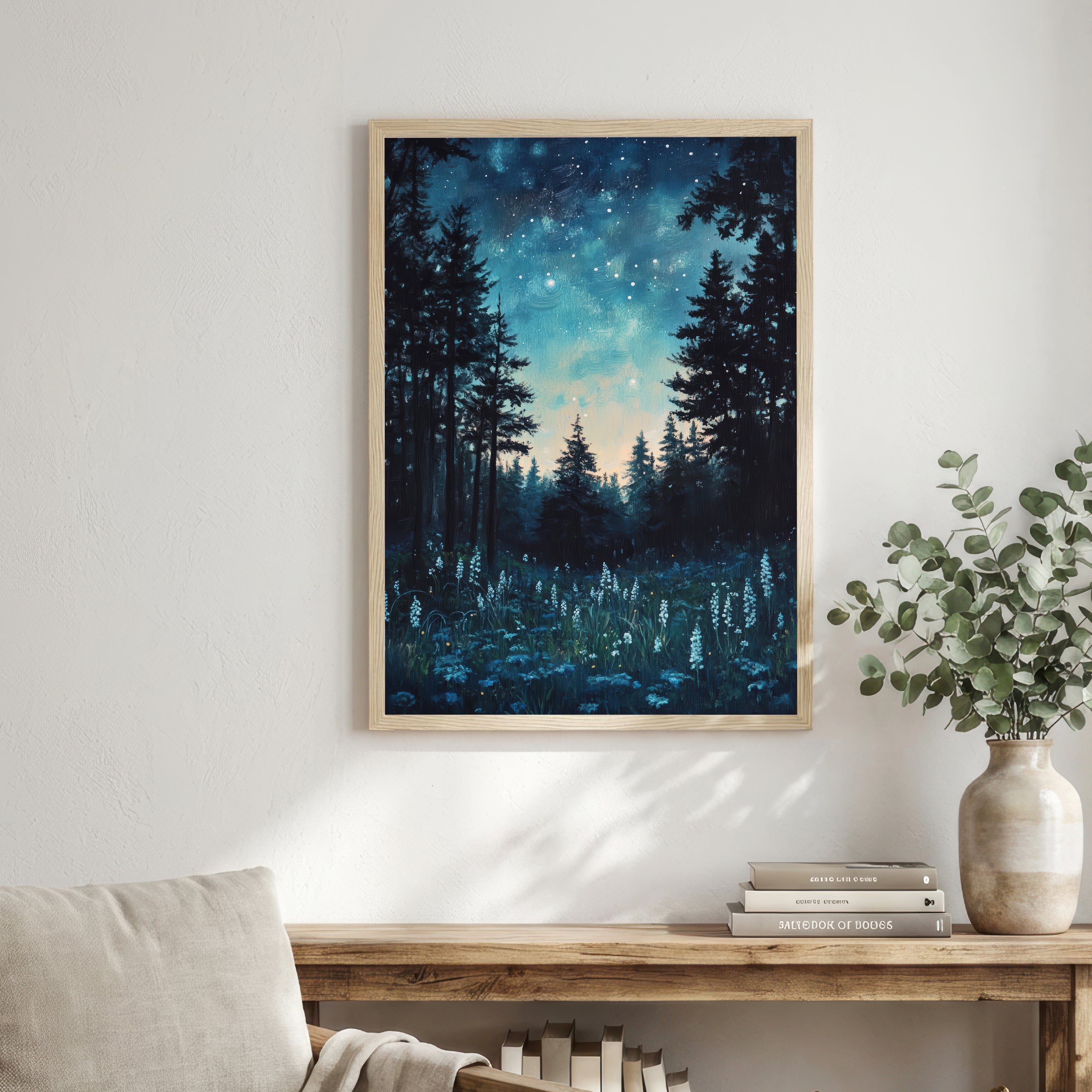 Starry Night Forest Art Print