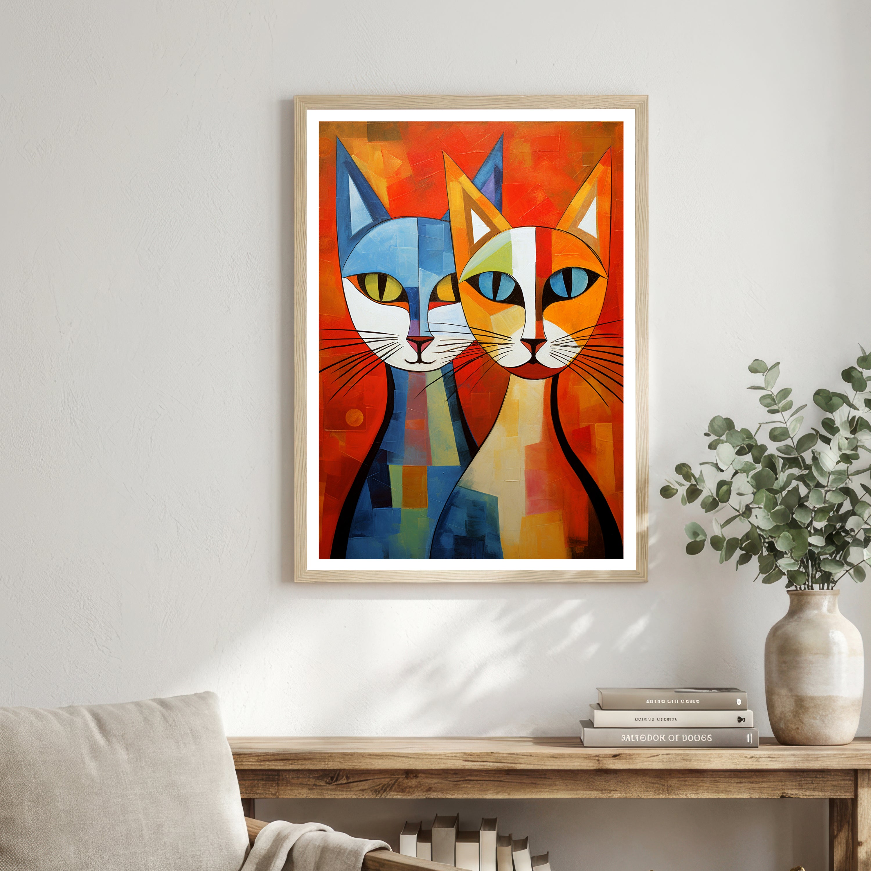 Two Cat Cubist Art Print