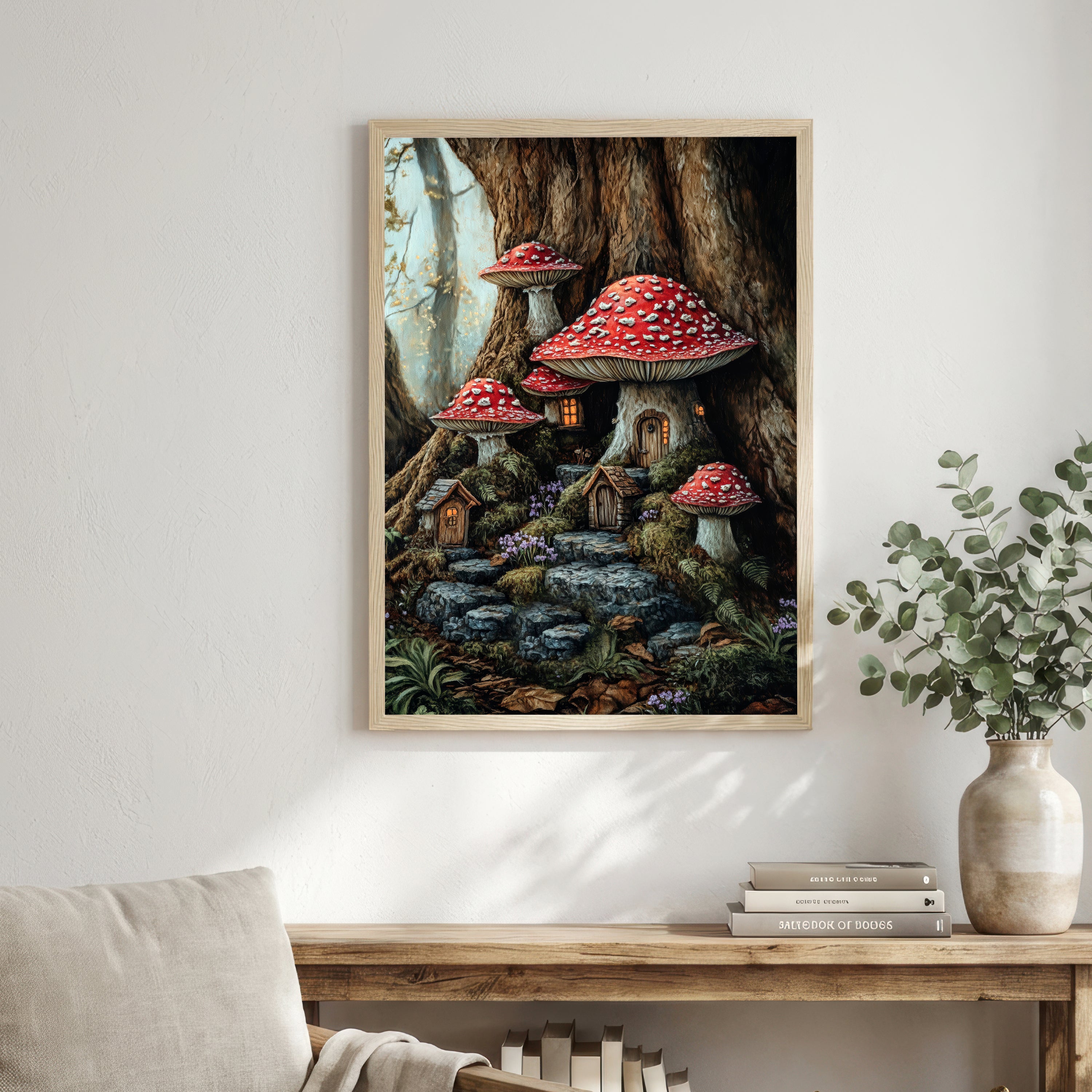 Enchanted Mushroom Village Art Print